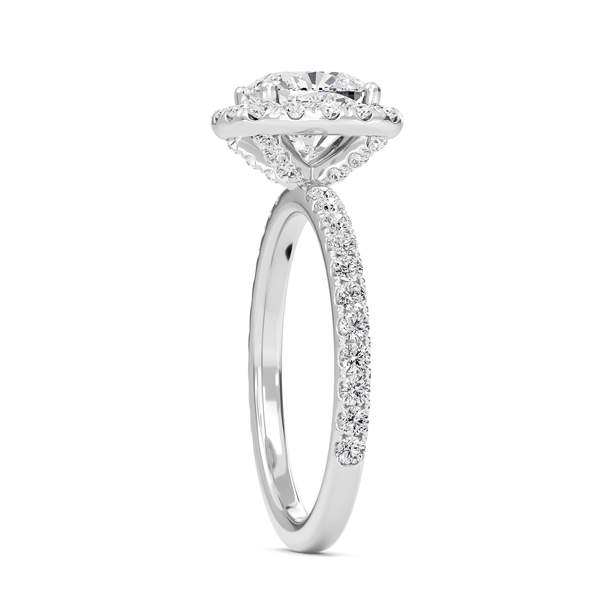 Cushion Halo Embellished Prongs Ring