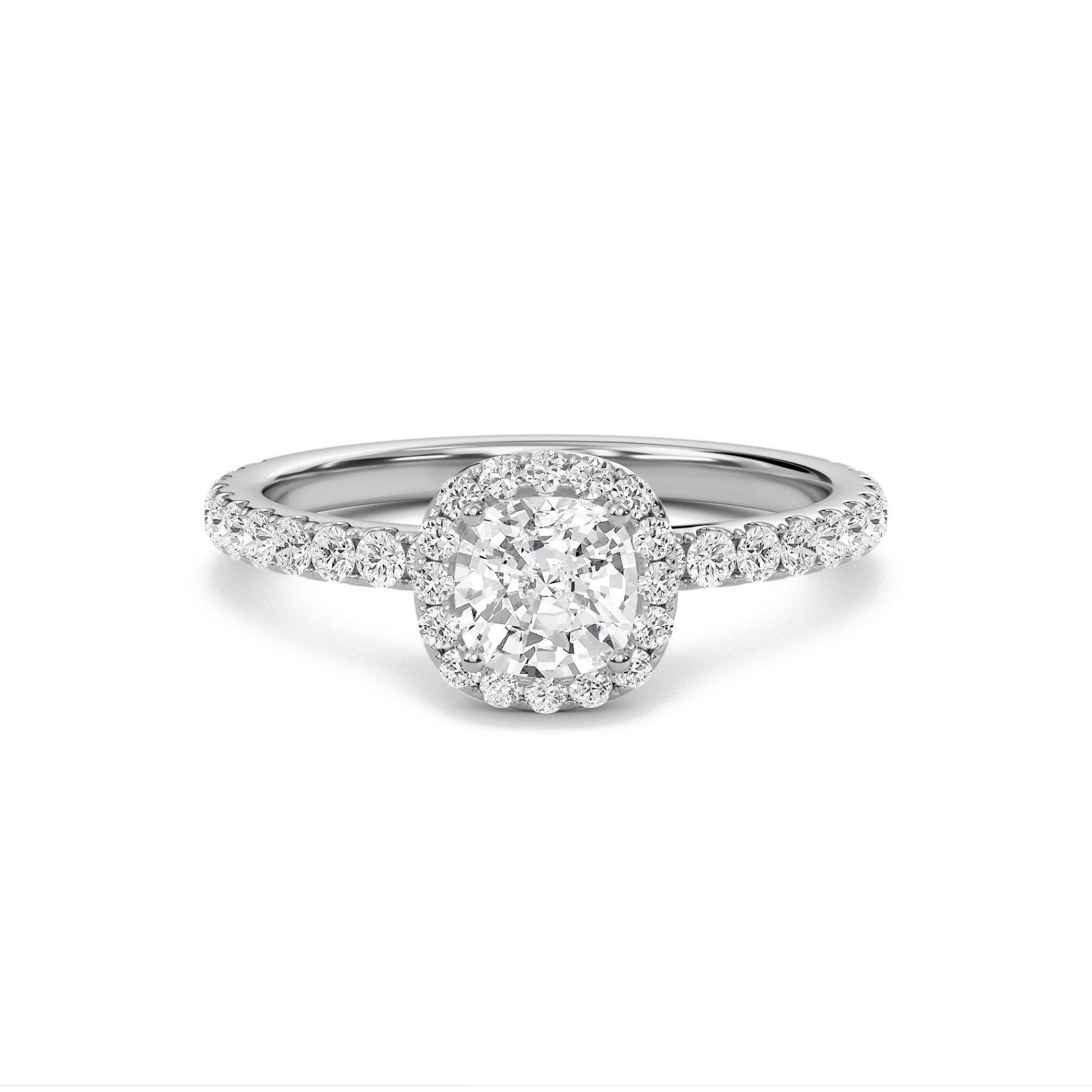 Cushion Halo Embellished Prongs Ring