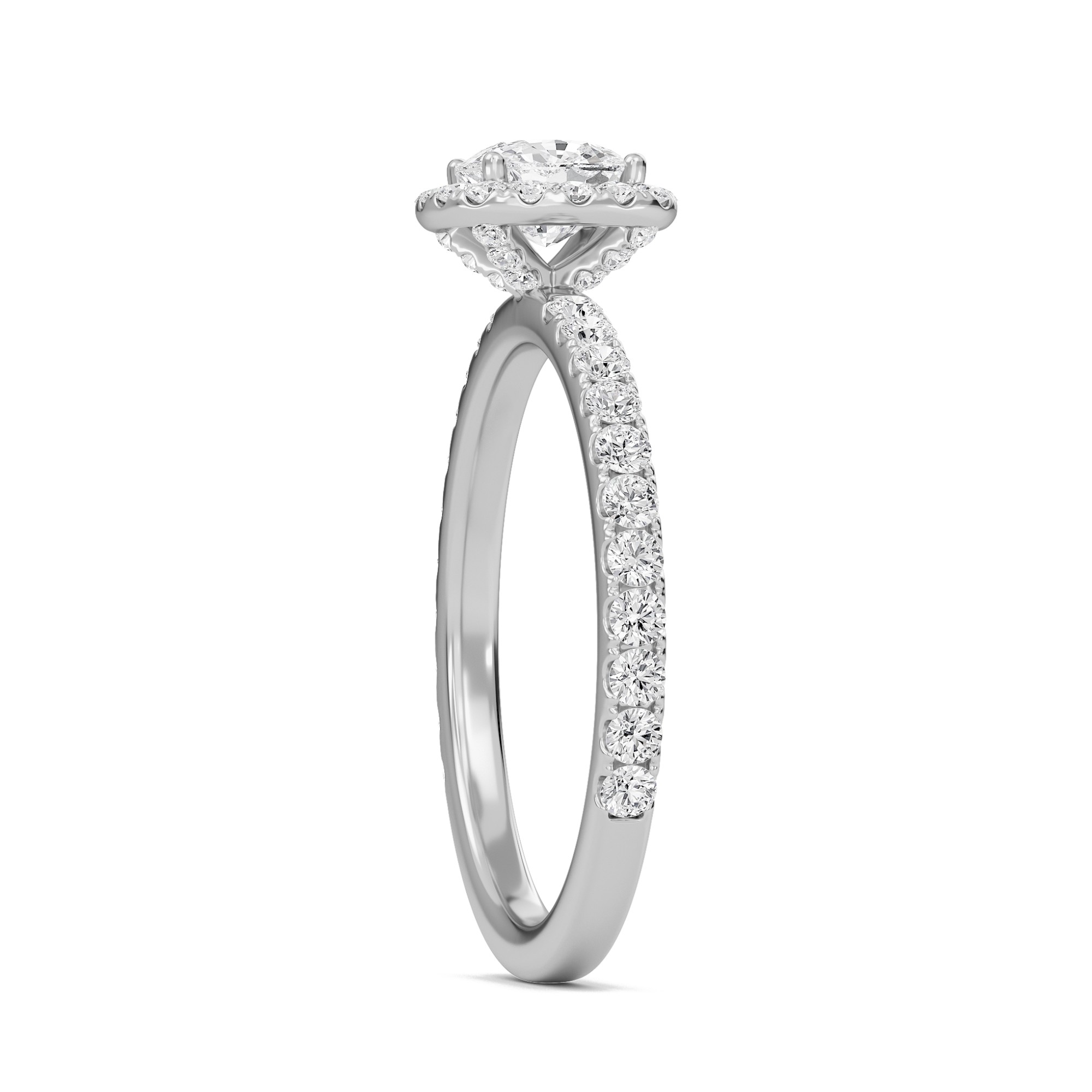Cushion Halo Embellished Prongs Ring