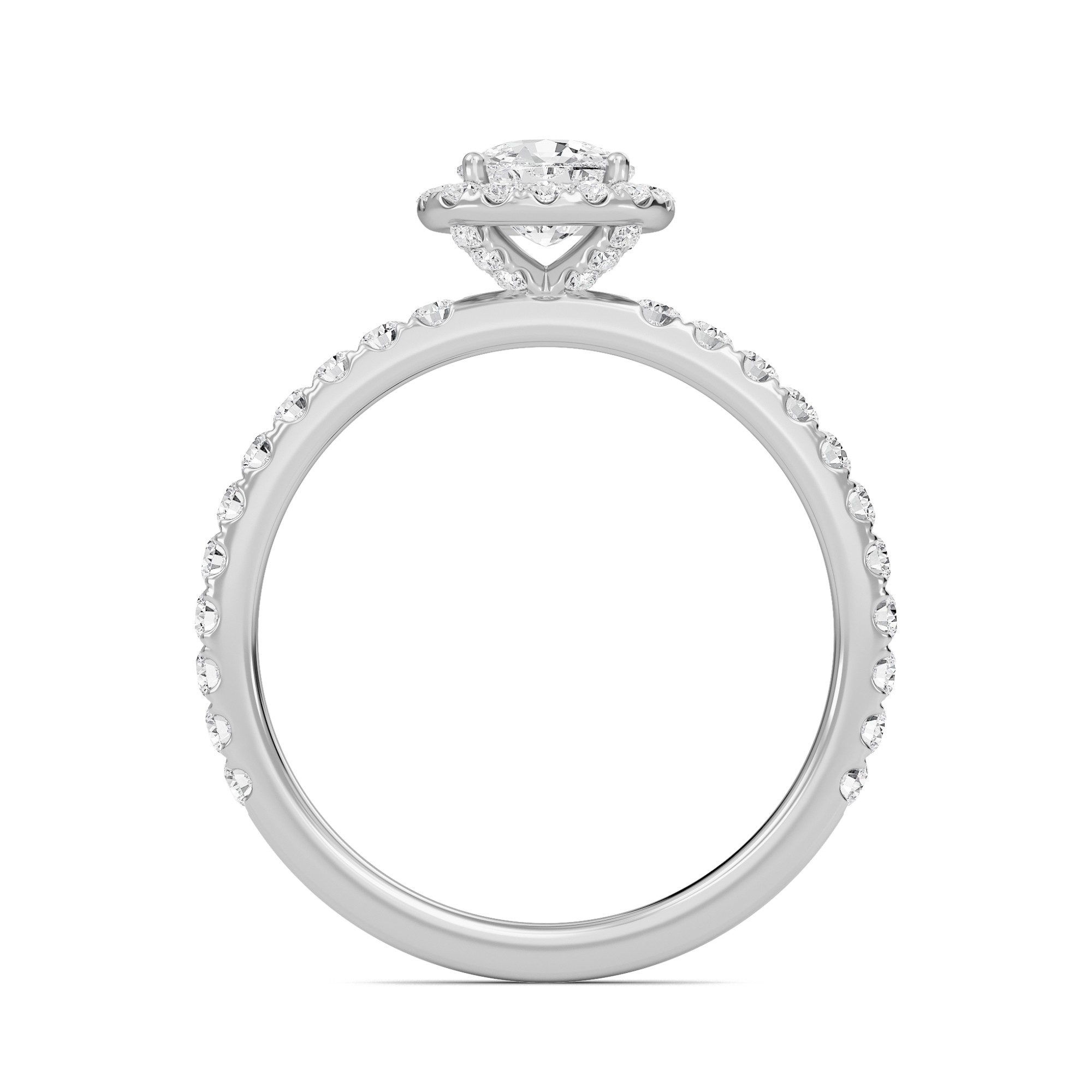 Cushion Halo Embellished Prongs Ring