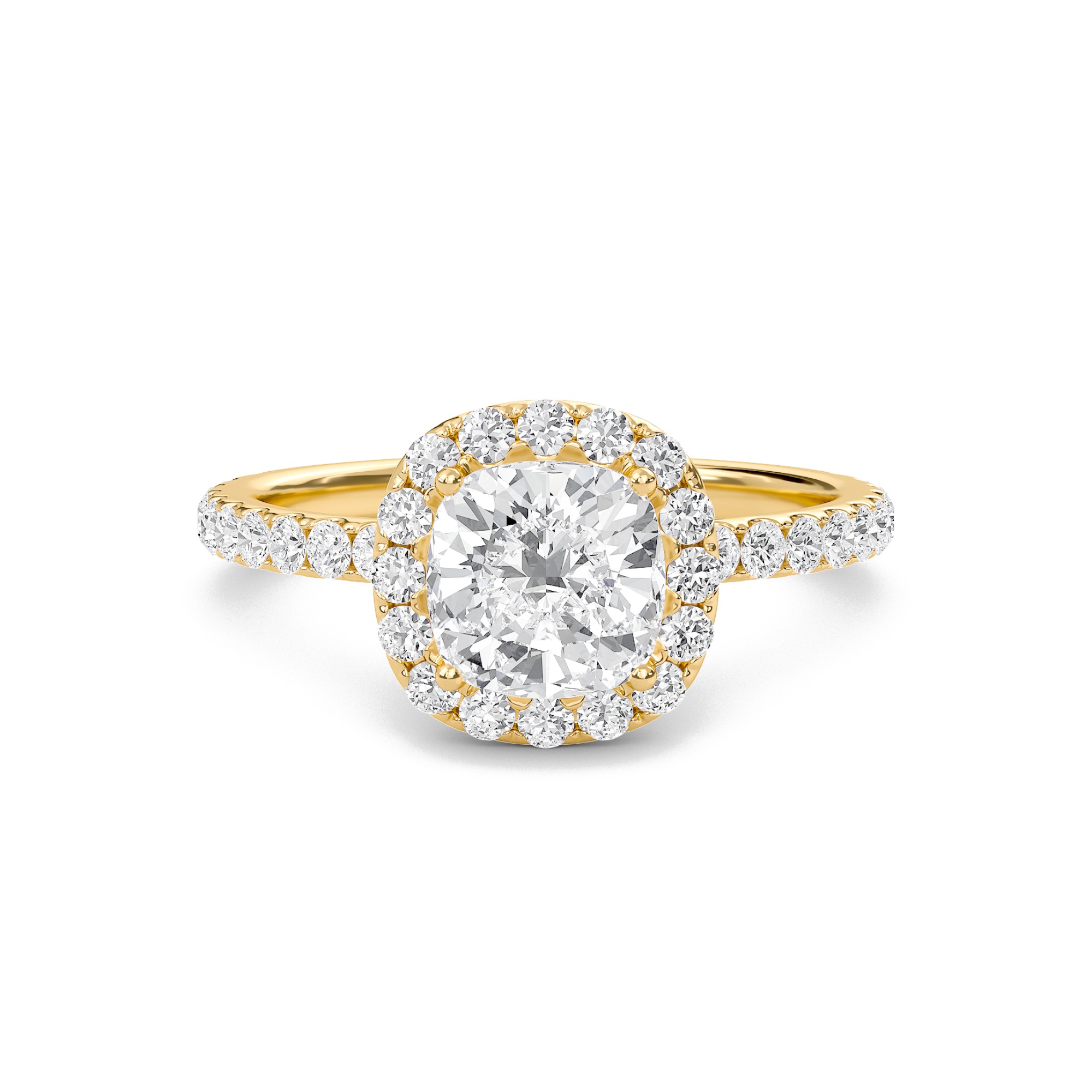 Cushion Halo Embellished Prongs Ring