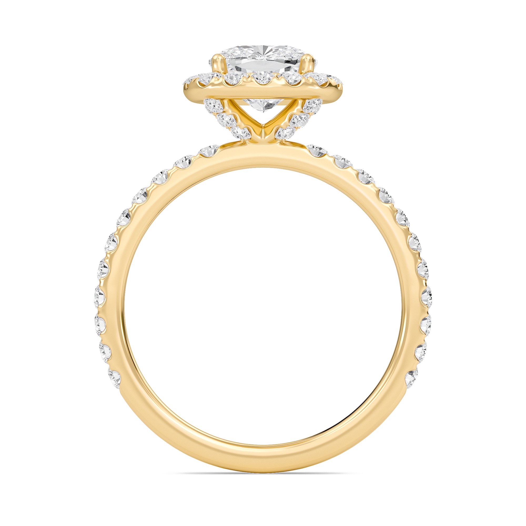 Cushion Halo Embellished Prongs Ring