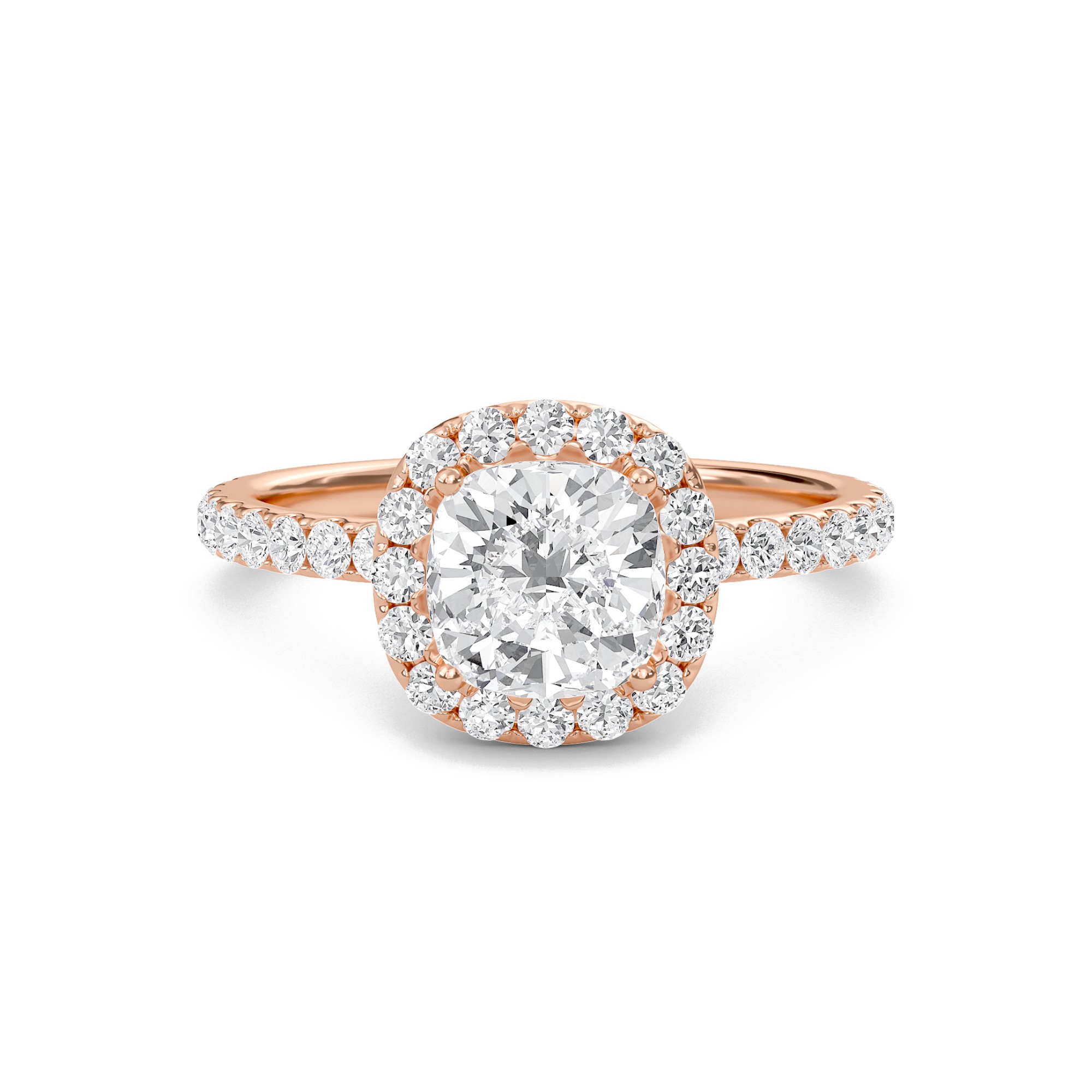 Cushion Halo Embellished Prongs Ring