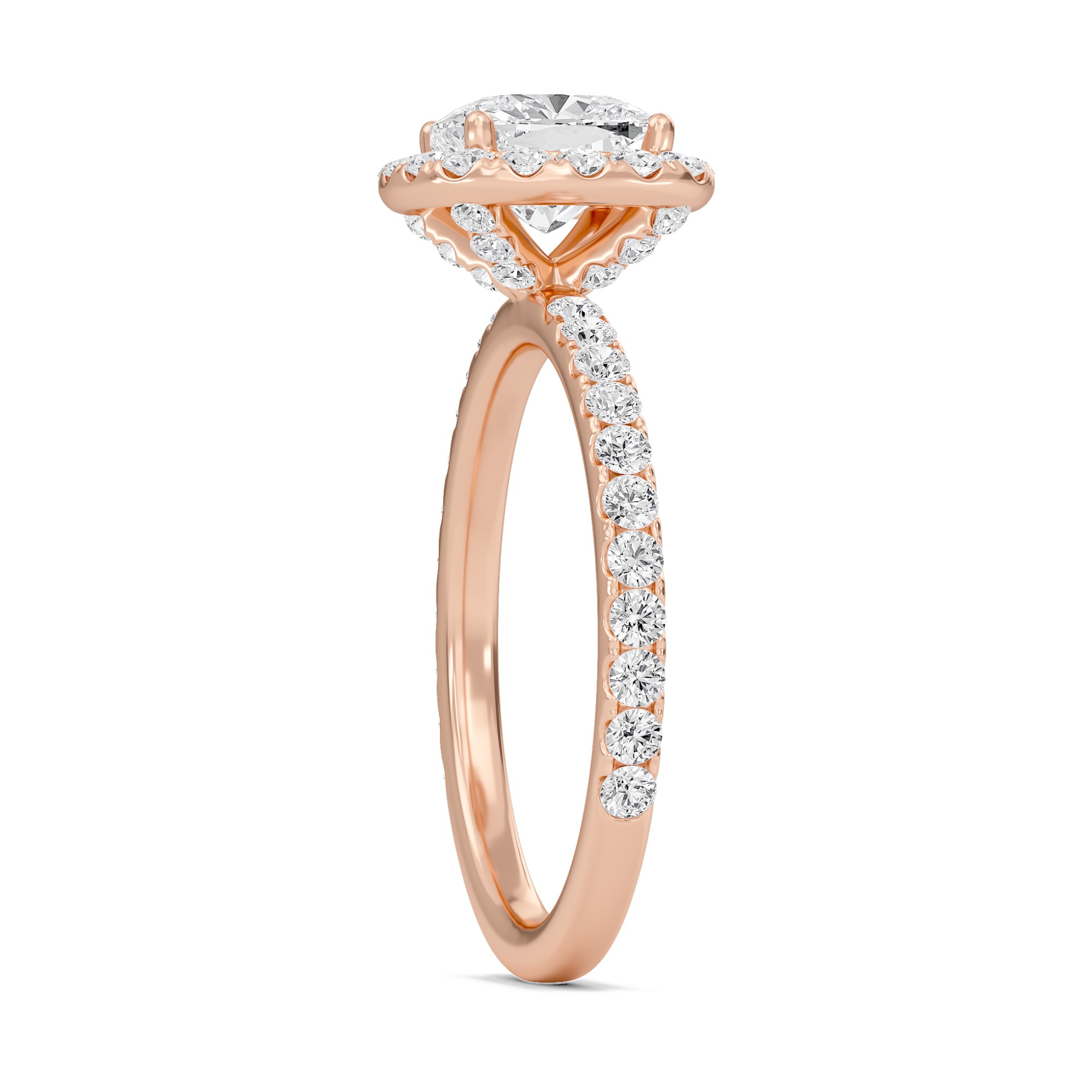 Cushion Halo Embellished Prongs Ring