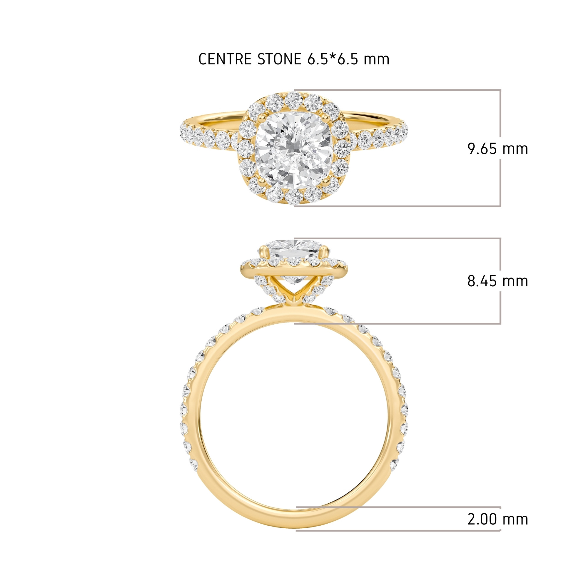 Cushion Halo Embellished Prongs Ring