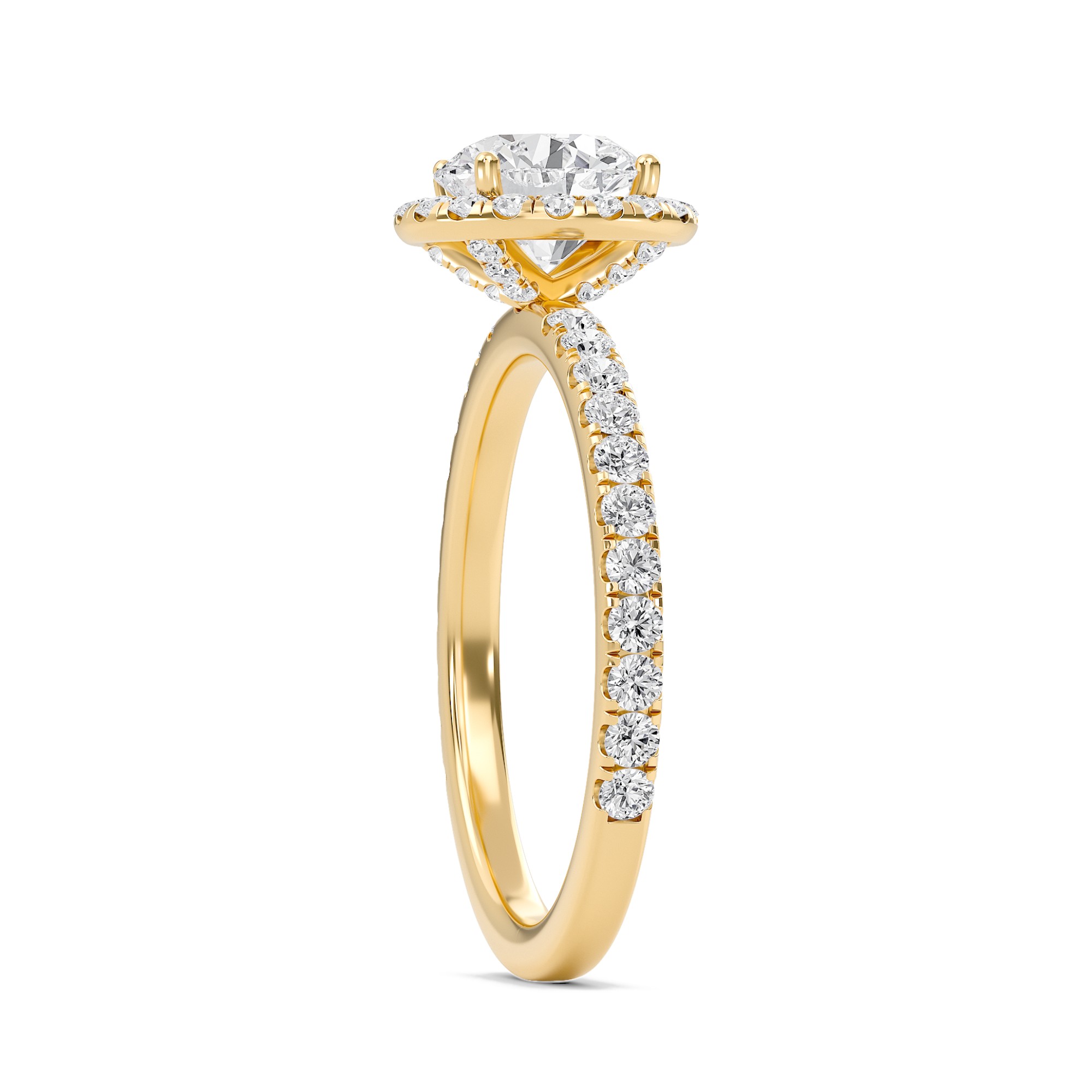 Round Halo Embellished Prongs Ring