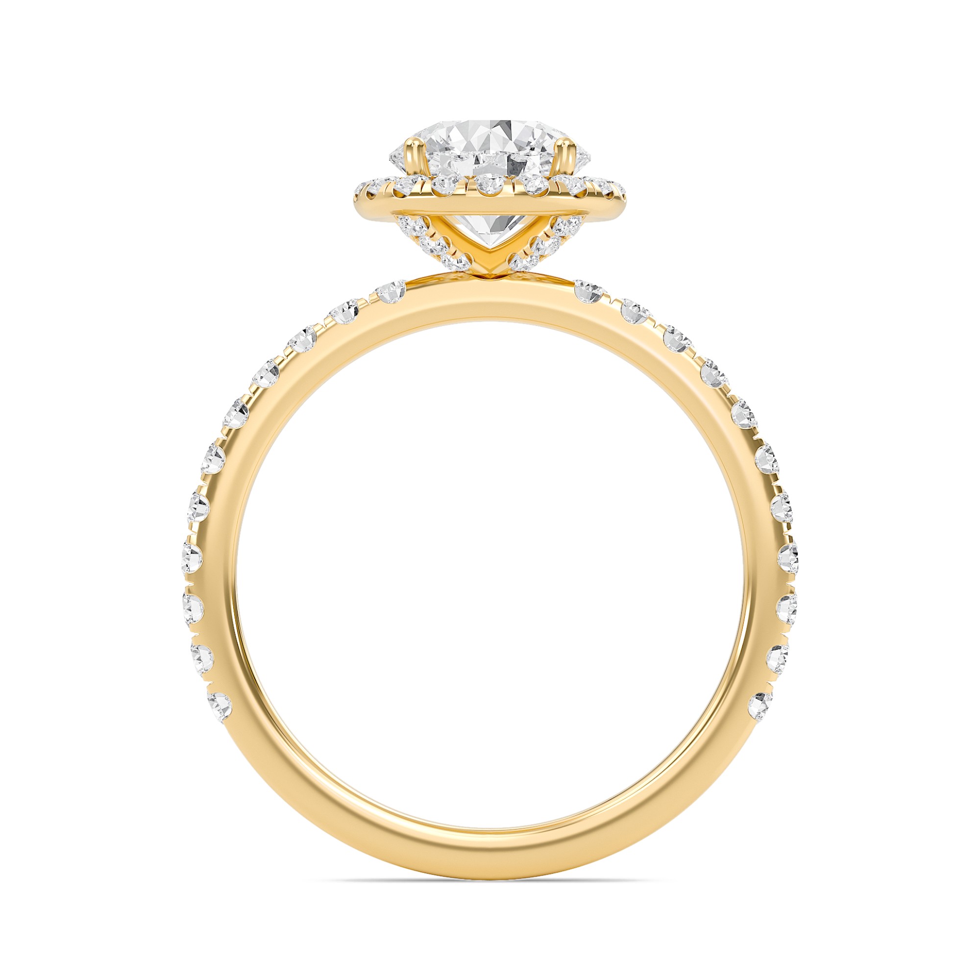 Round Halo Embellished Prongs Ring