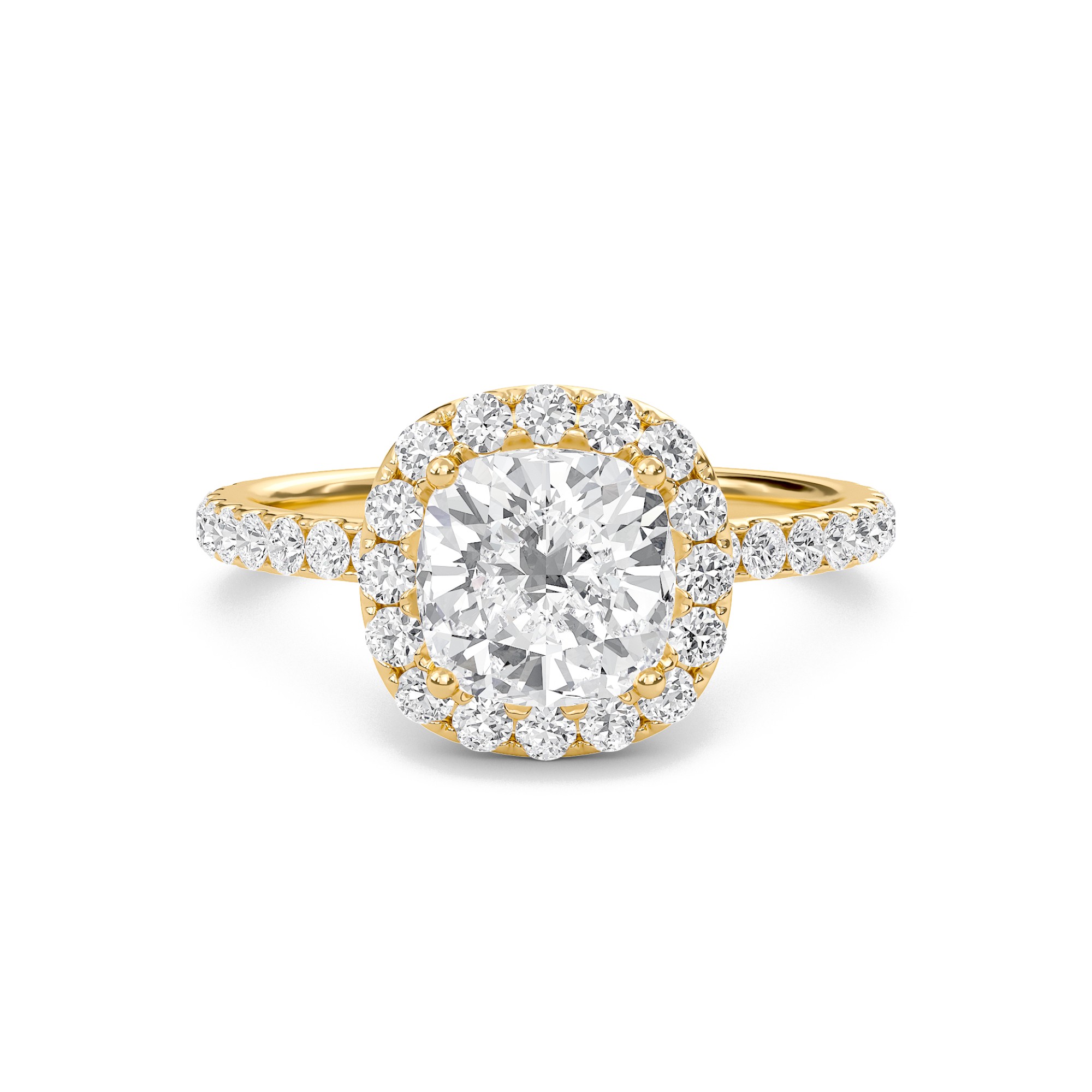 Cushion Halo Embellished Prongs Ring