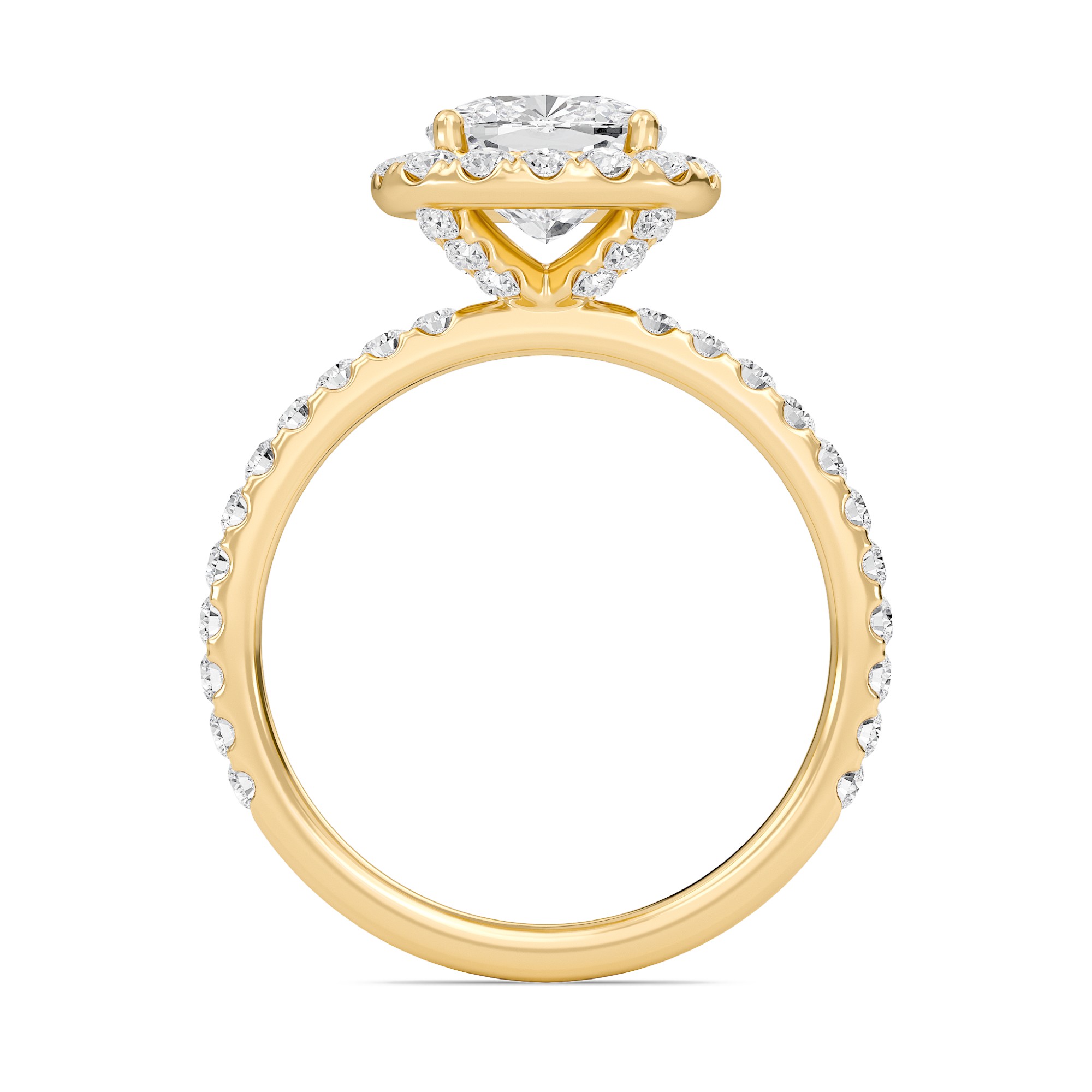 Cushion Halo Embellished Prongs Ring
