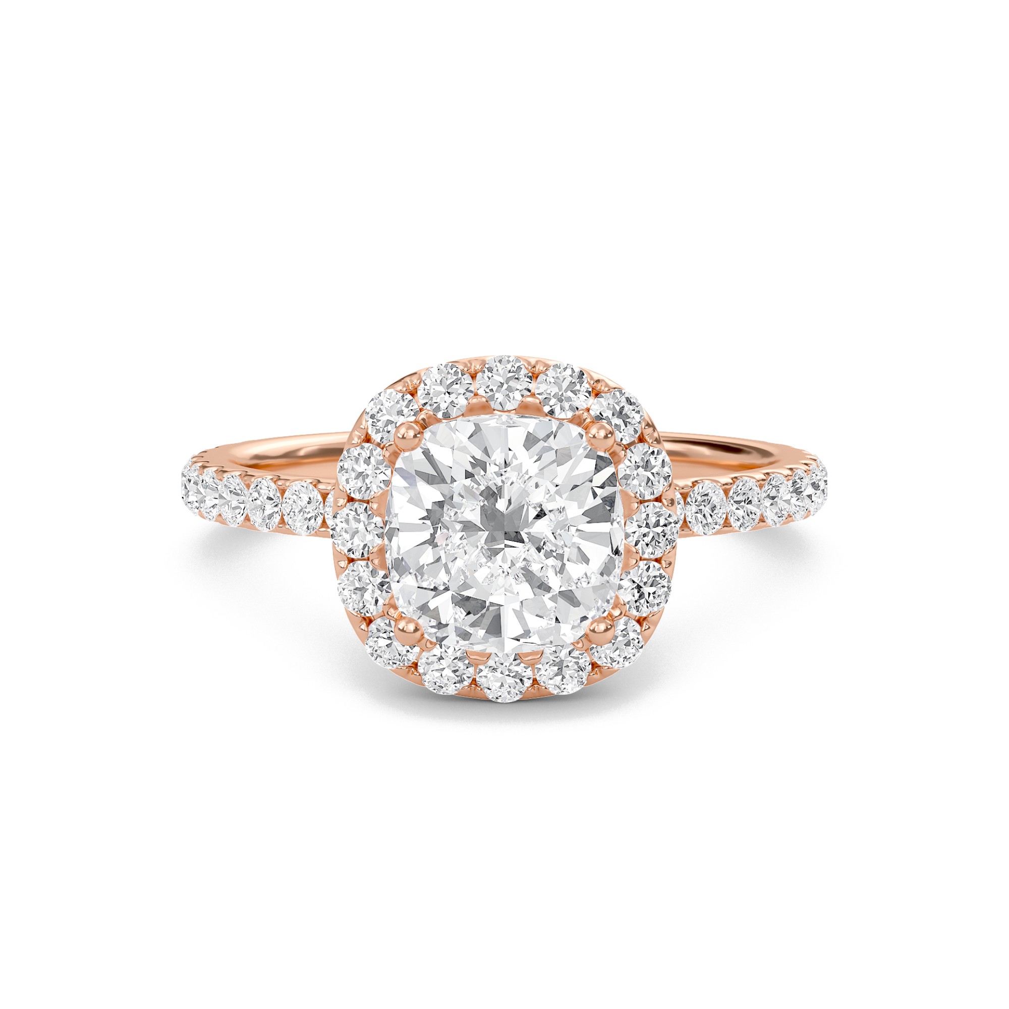 Cushion Halo Embellished Prongs Ring