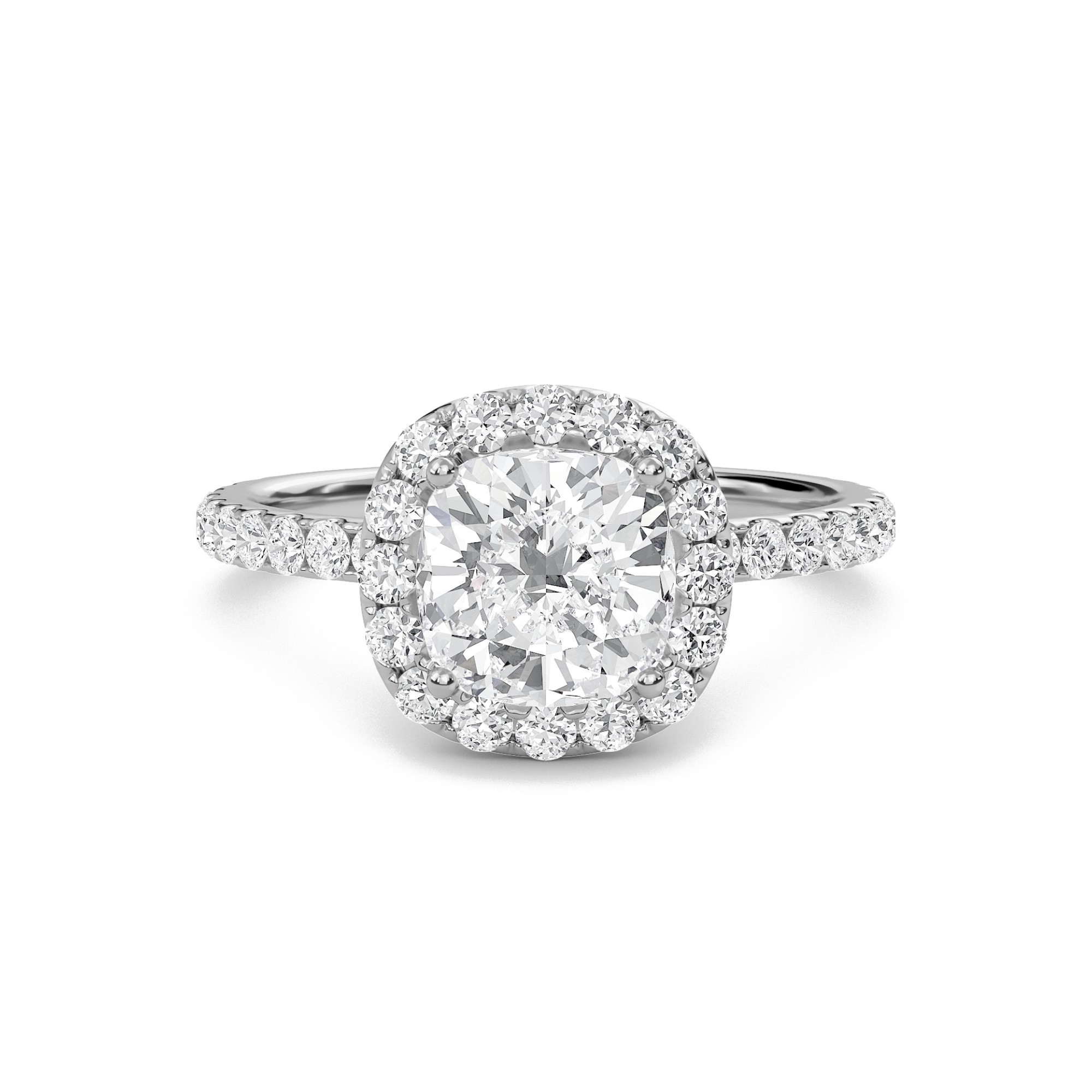 Cushion Halo Embellished Prongs Ring