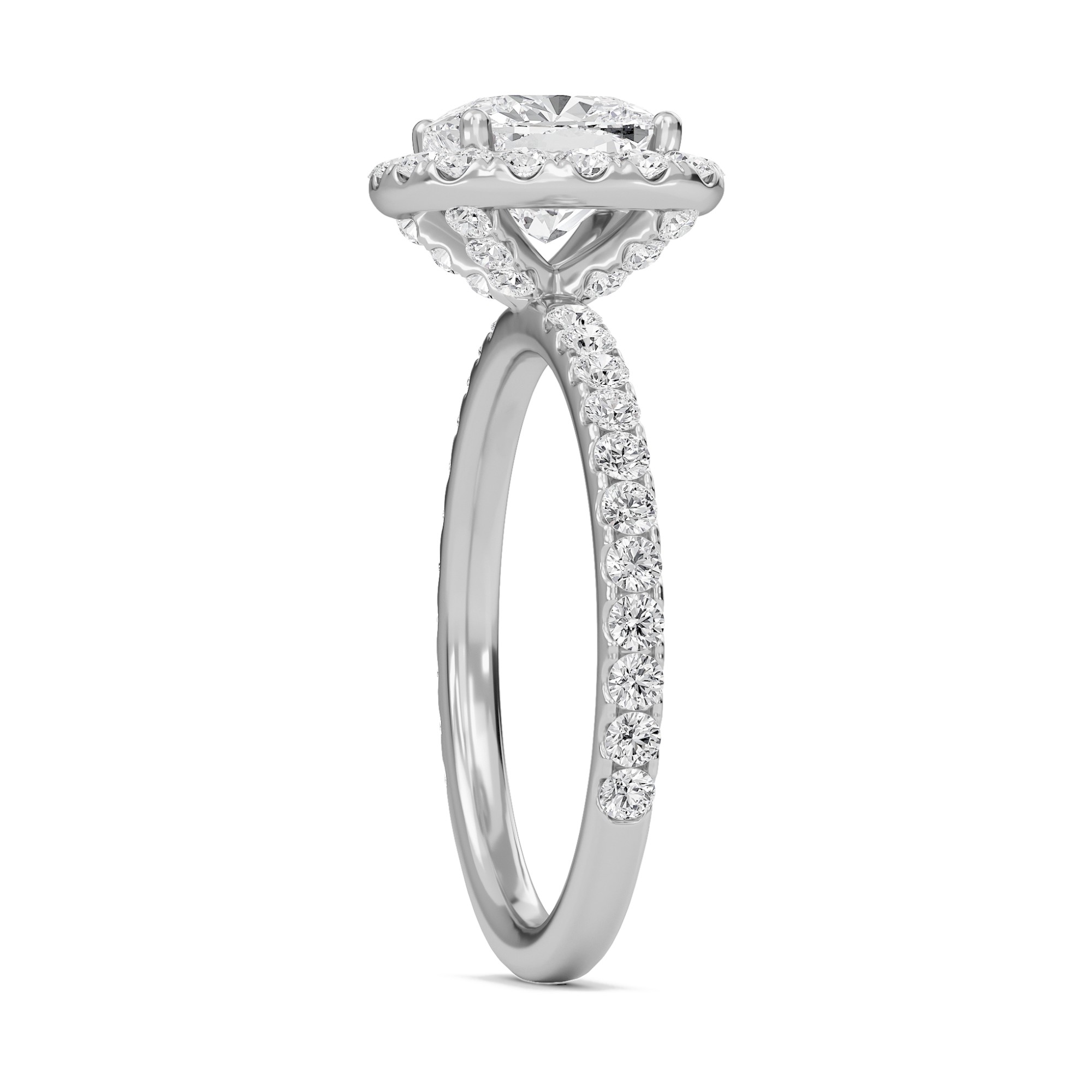 Cushion Halo Embellished Prongs Ring