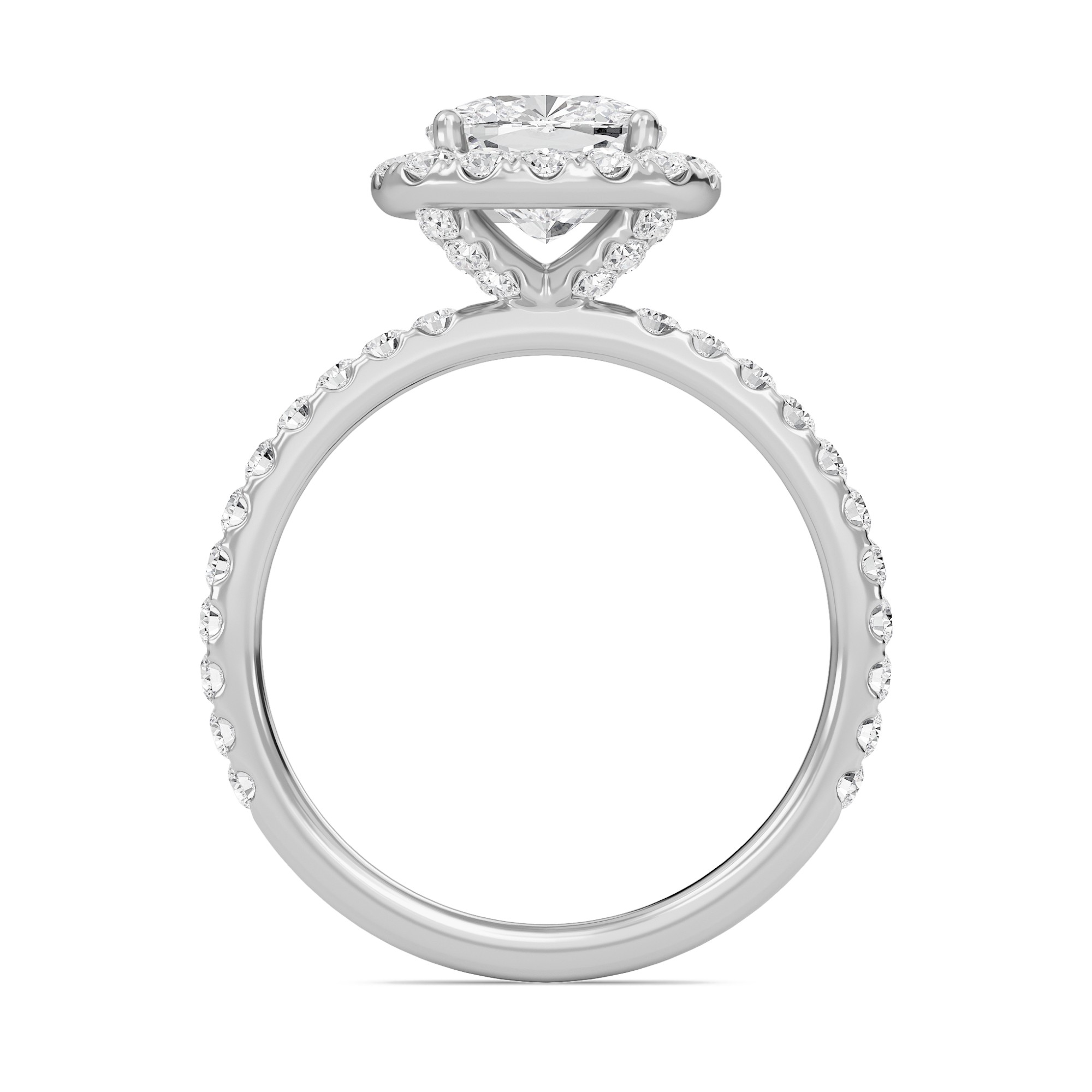 Cushion Halo Embellished Prongs Ring