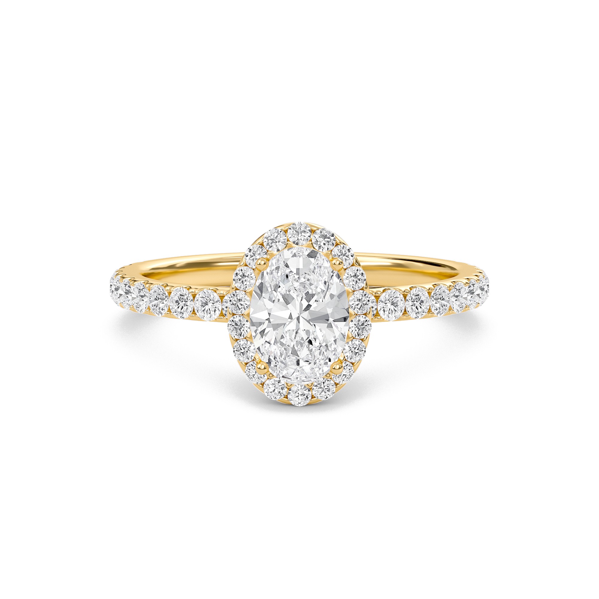 Oval Halo Embellished Prongs Ring