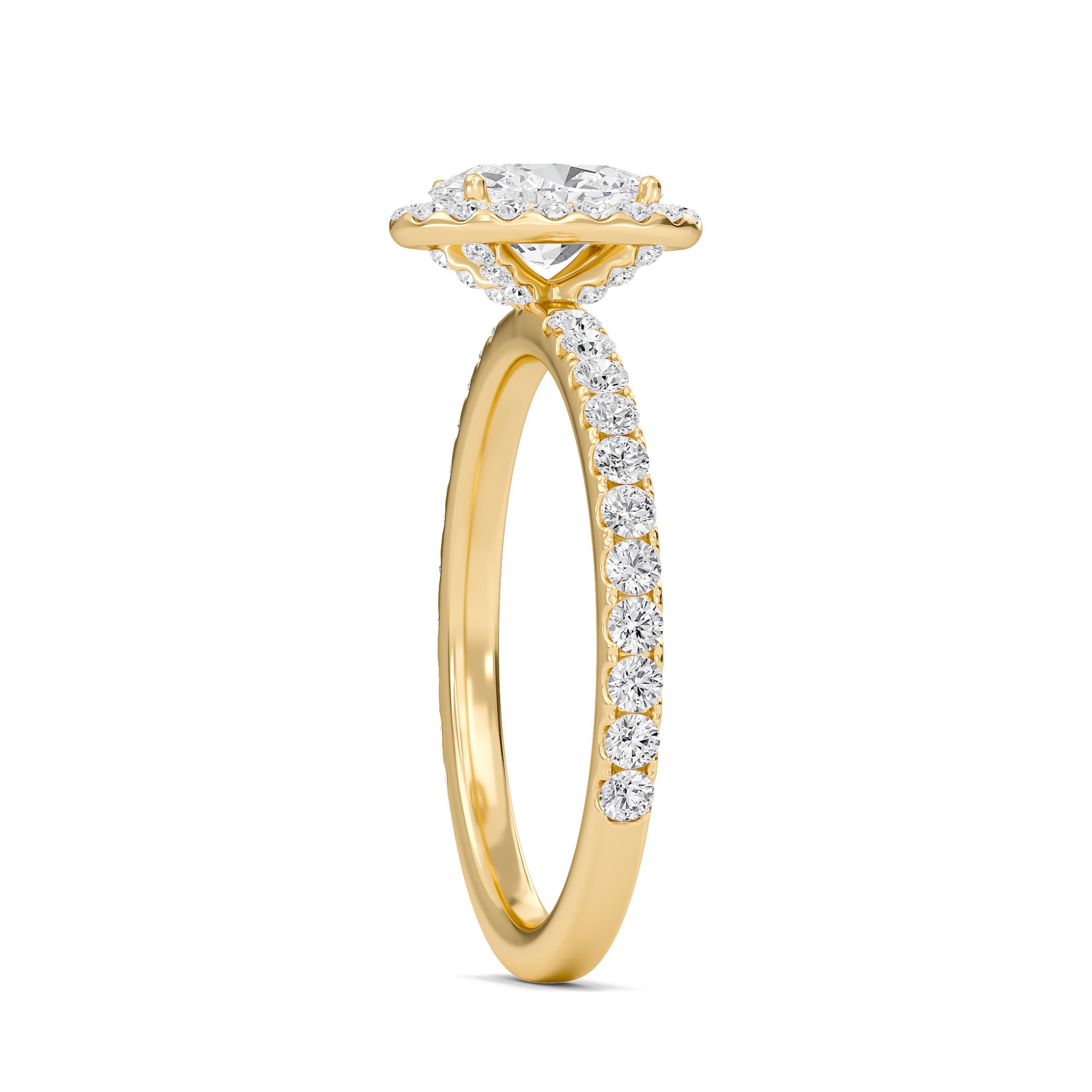 Oval Halo Embellished Prongs Ring