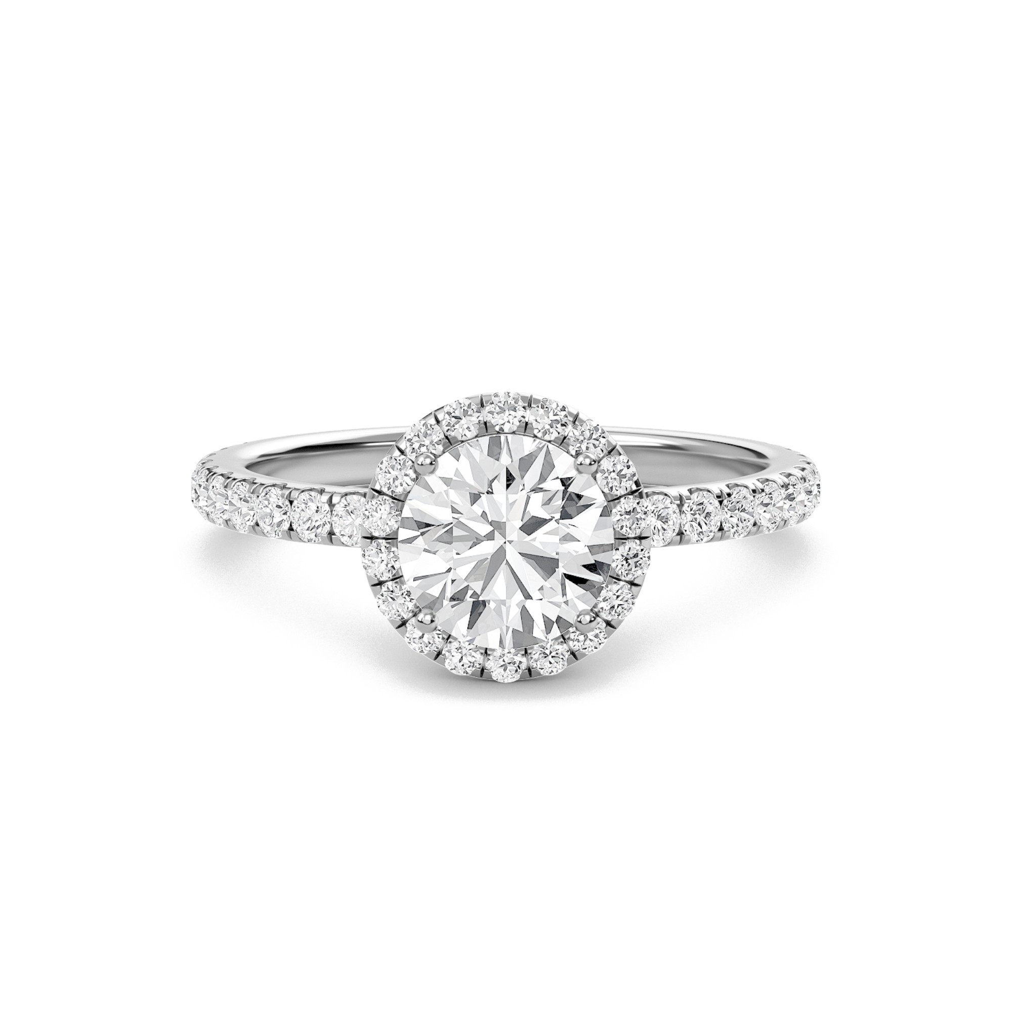 Round Halo Embellished Prongs Ring