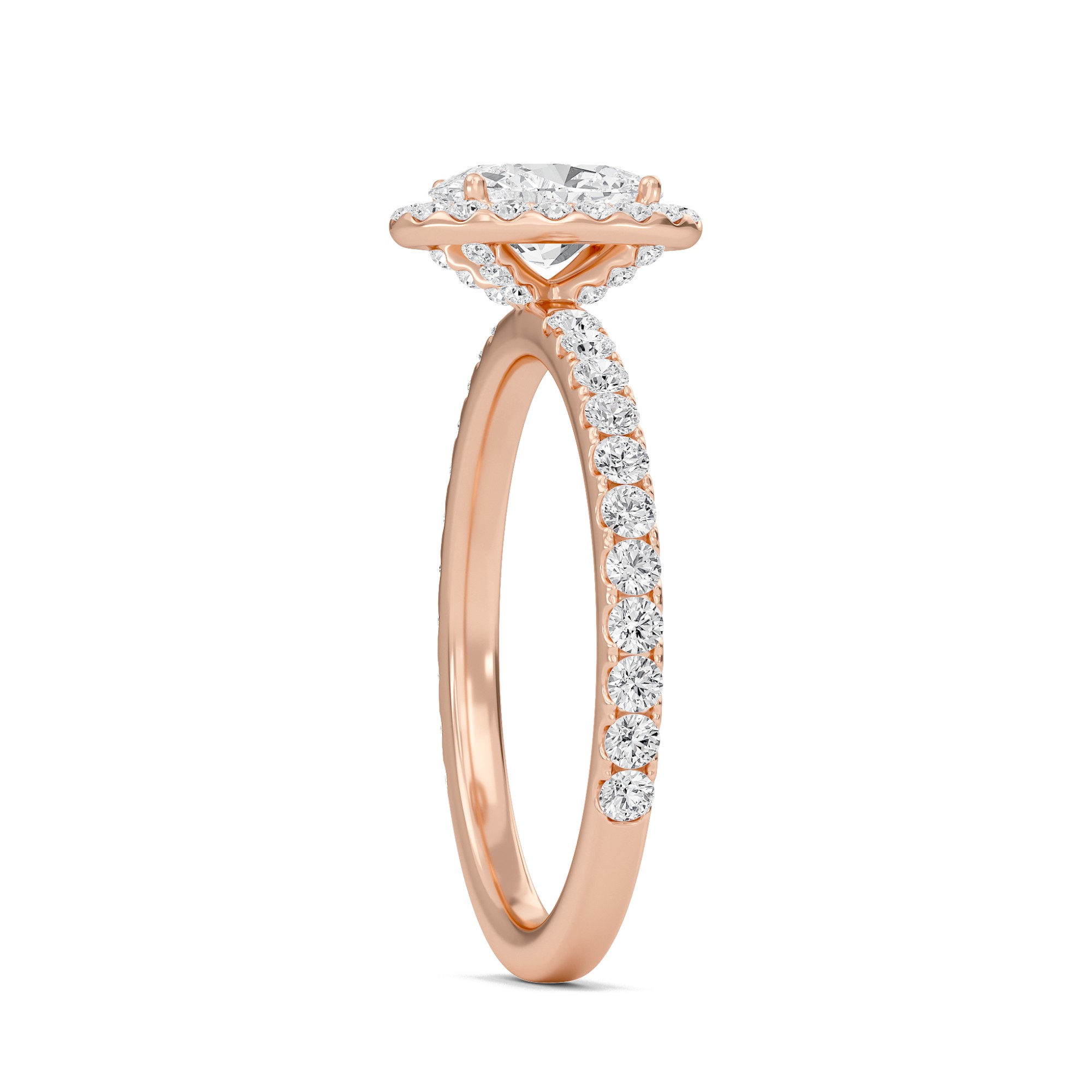 Oval Halo Embellished Prongs Ring