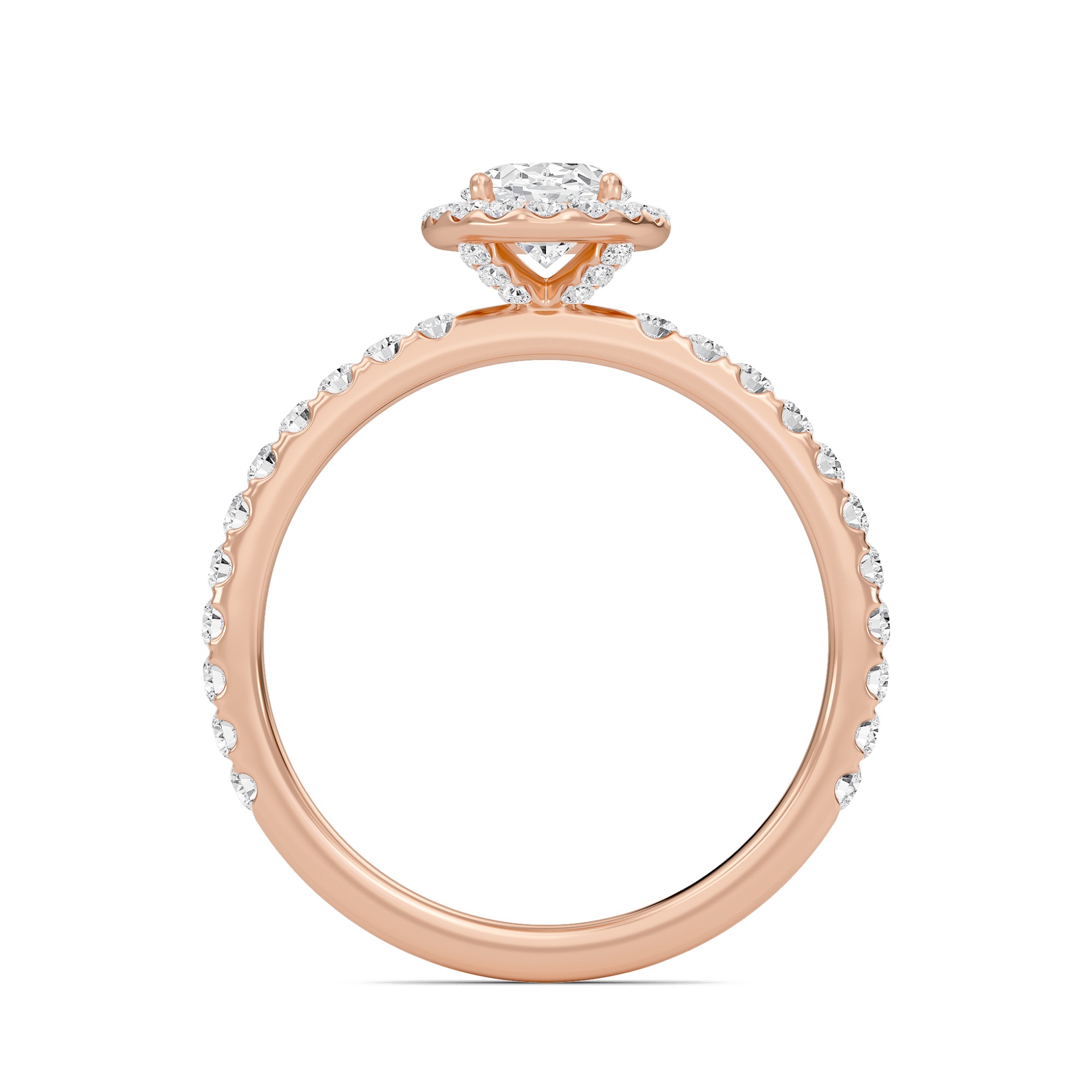 Oval Halo Embellished Prongs Ring