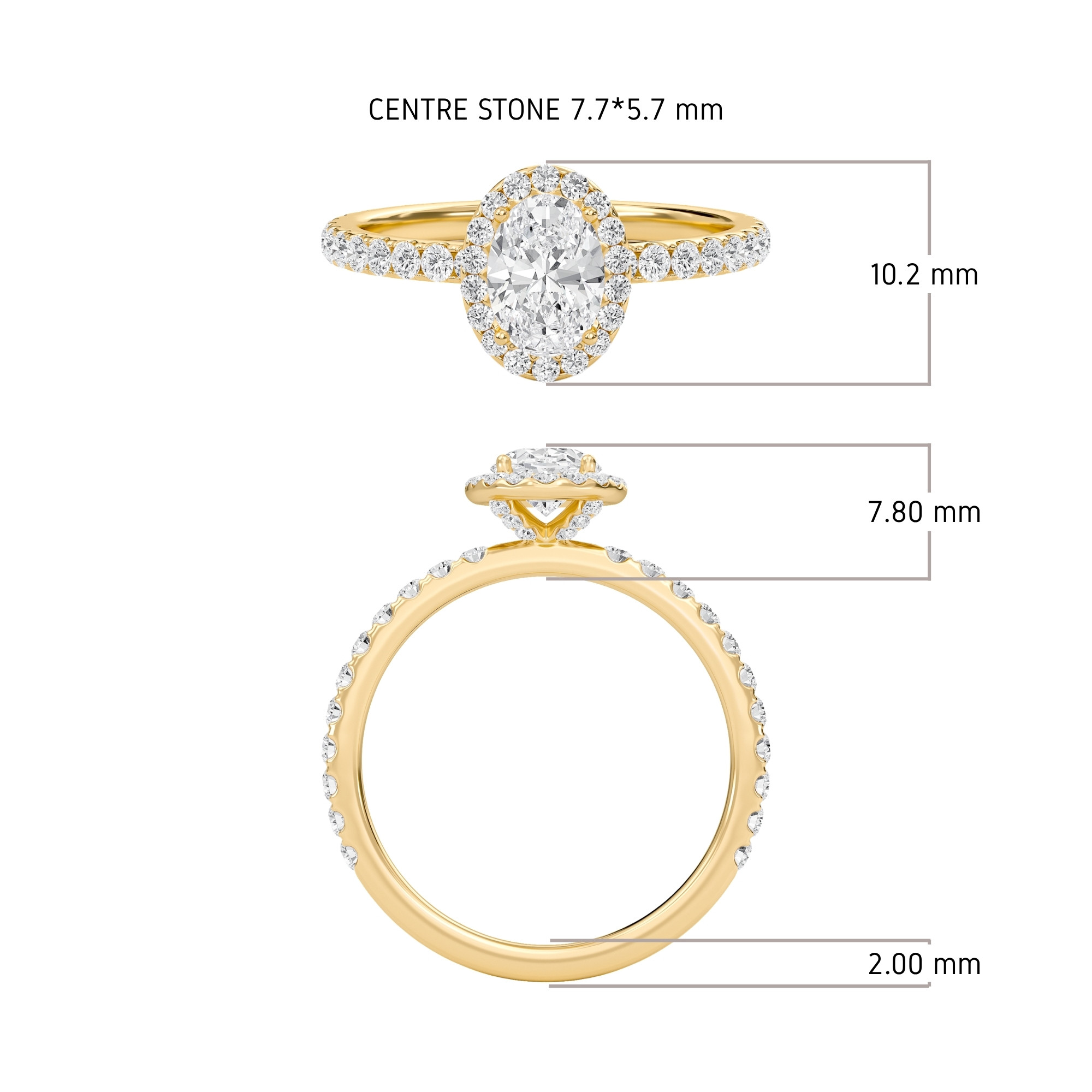 Oval Halo Embellished Prongs Ring