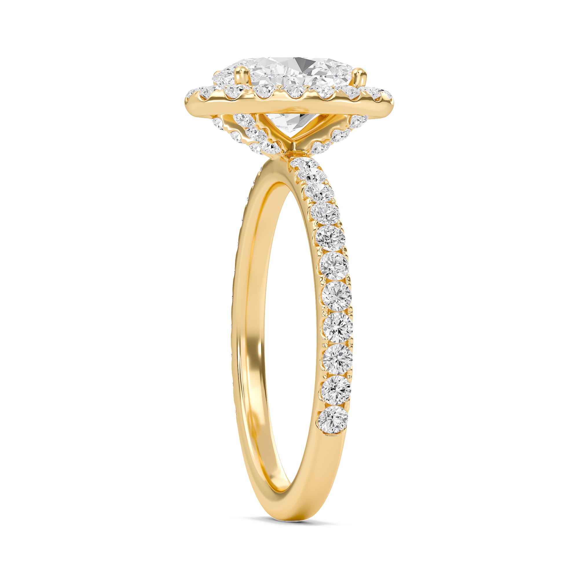 Oval Halo Embellished Prongs Ring