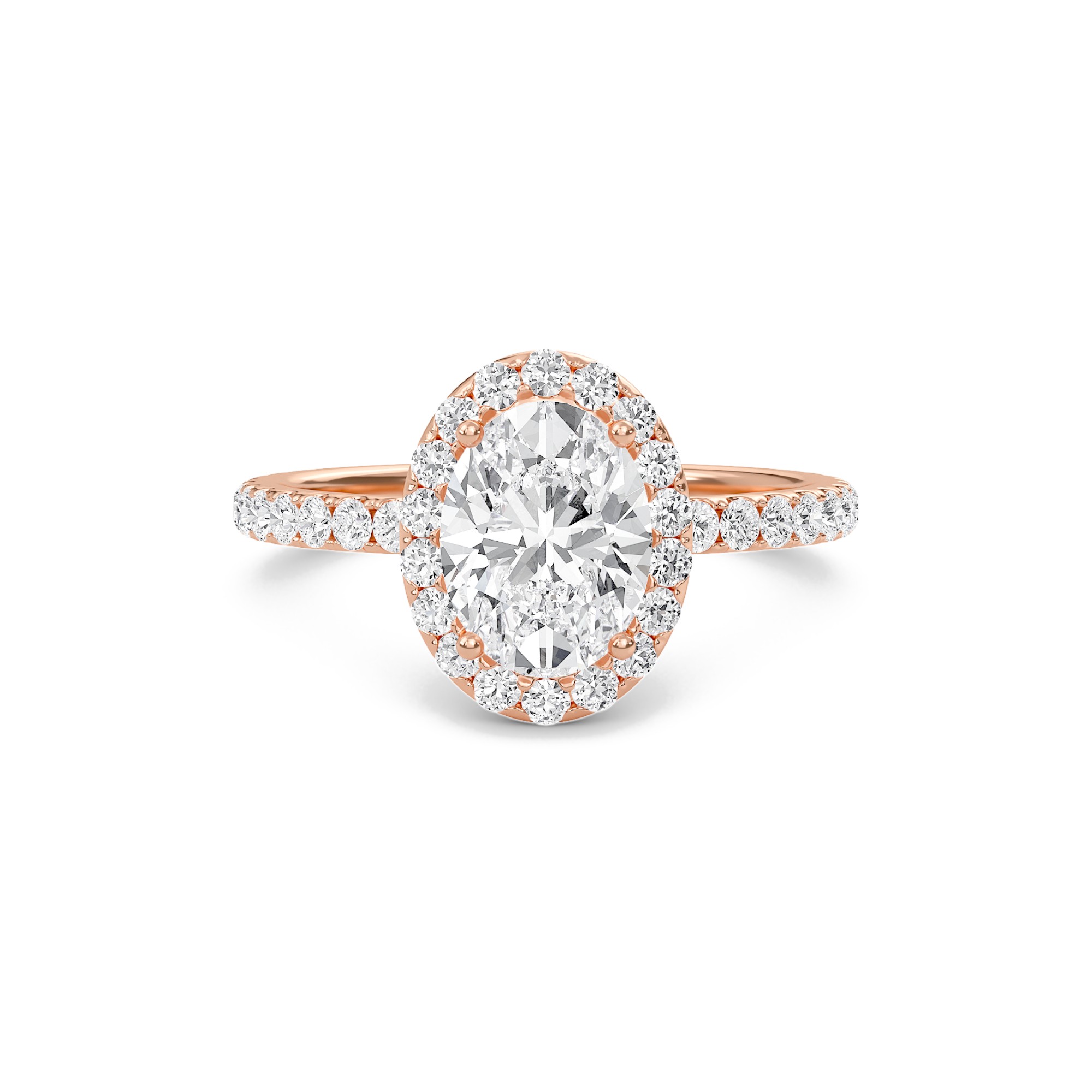 Oval Halo Embellished Prongs Ring