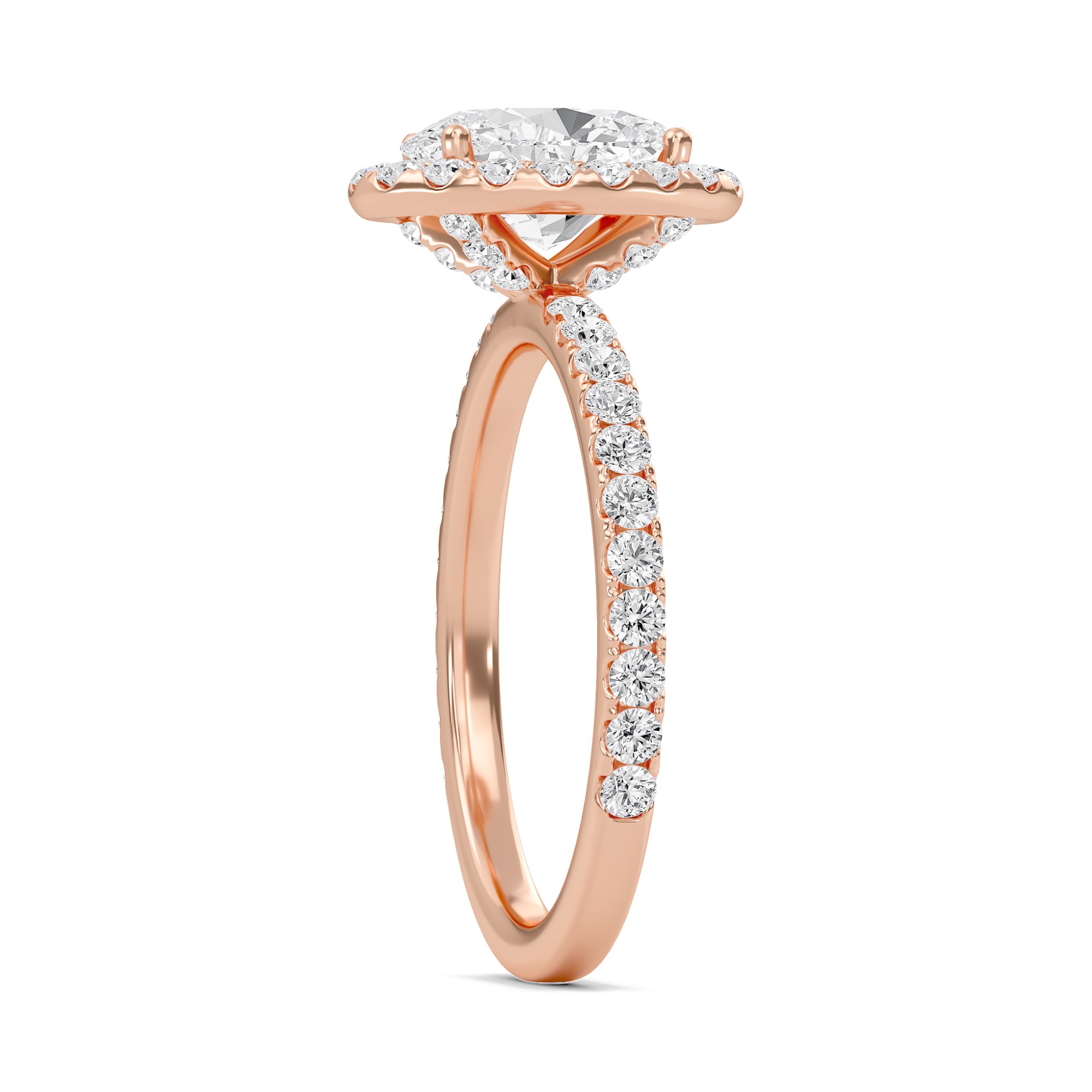 Oval Halo Embellished Prongs Ring