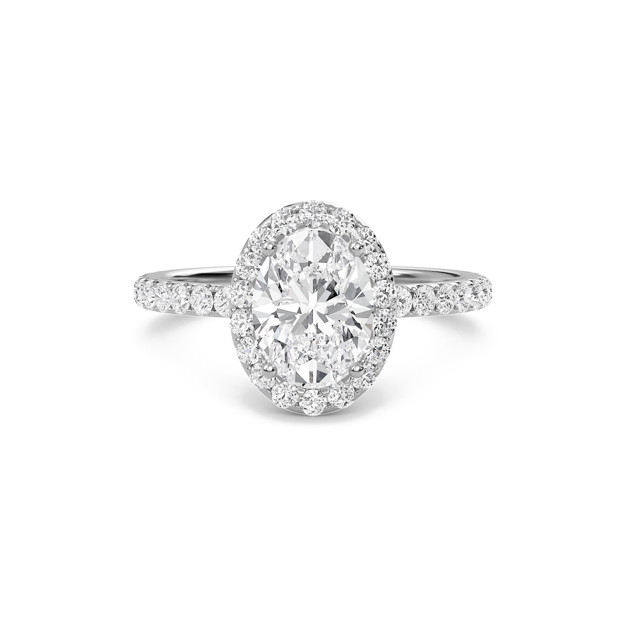 Oval Halo Embellished Prongs Ring