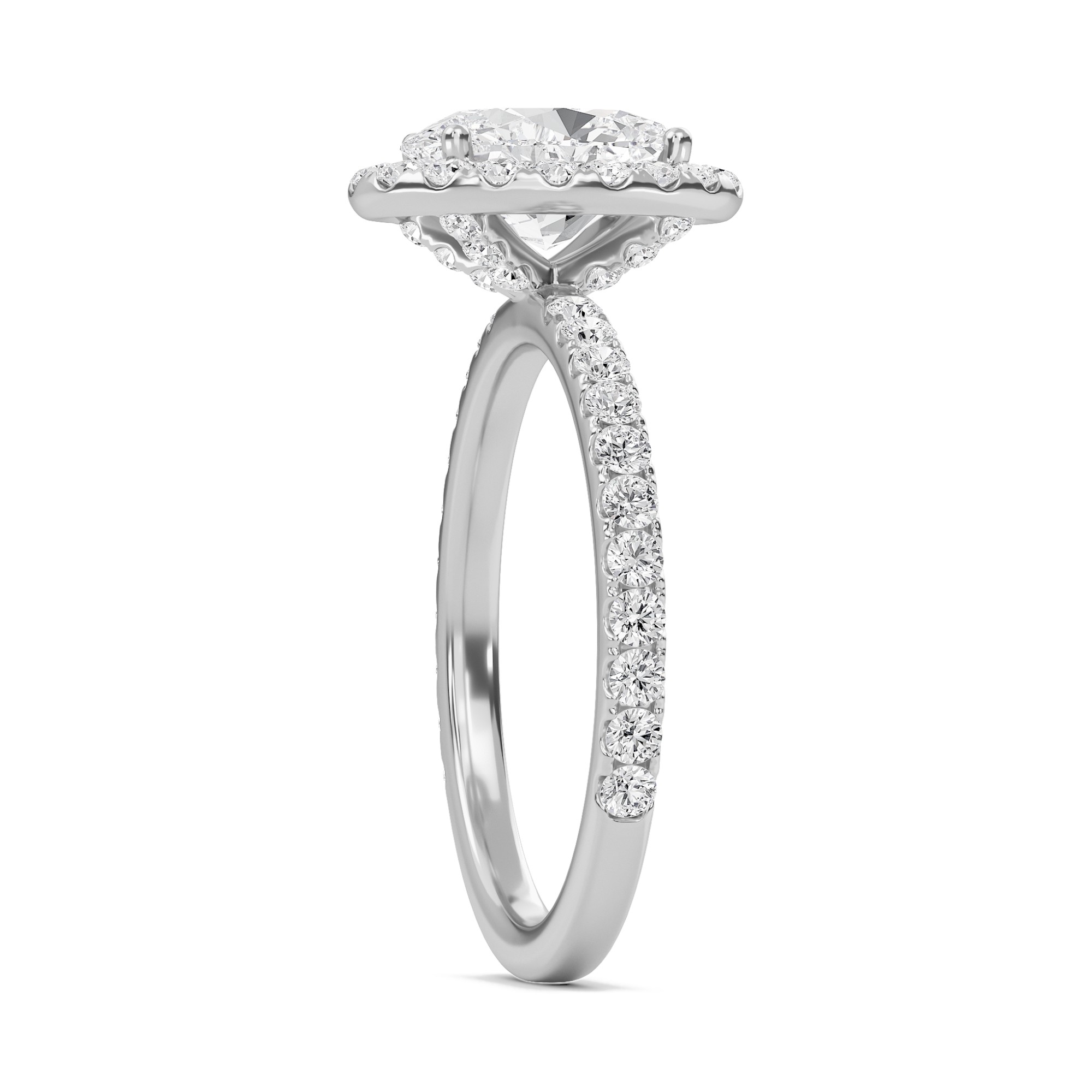 Oval Halo Embellished Prongs Ring