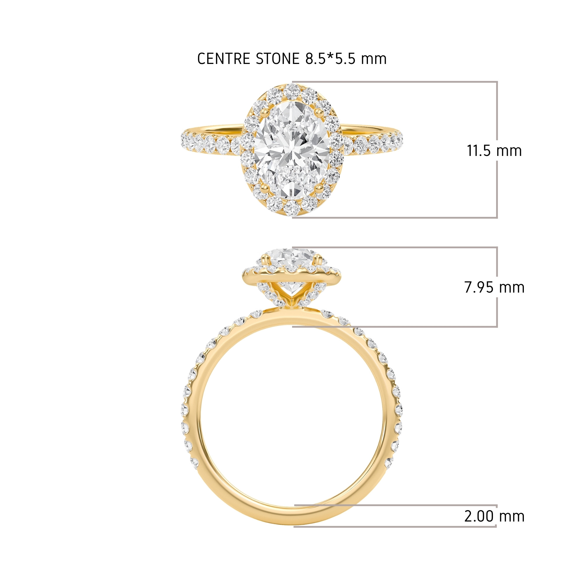 Oval Halo Embellished Prongs Ring