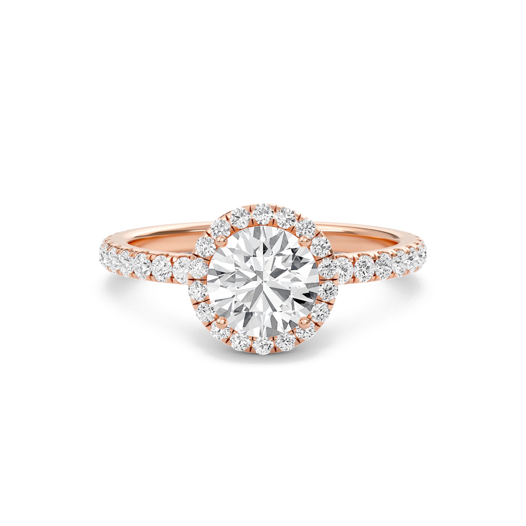 Round Halo Embellished Prongs Ring
