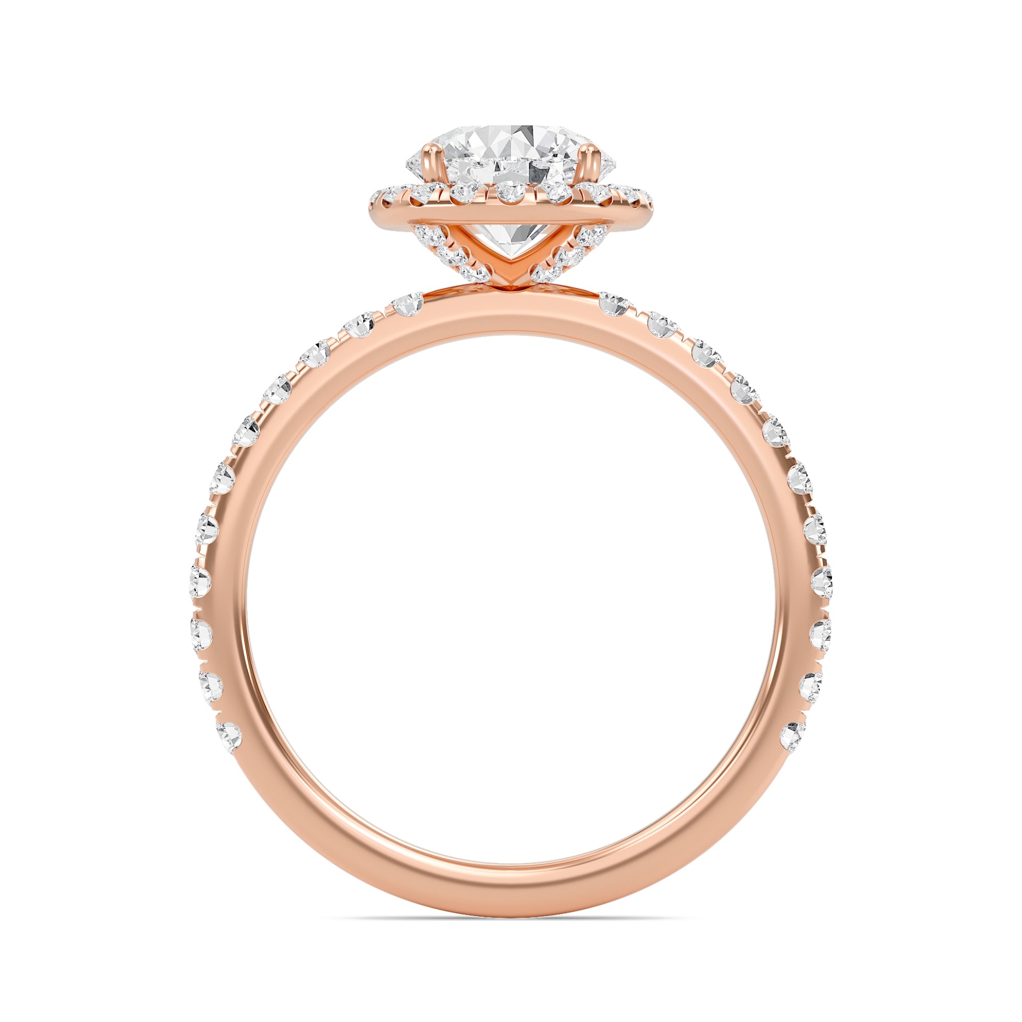 Round Halo Embellished Prongs Ring