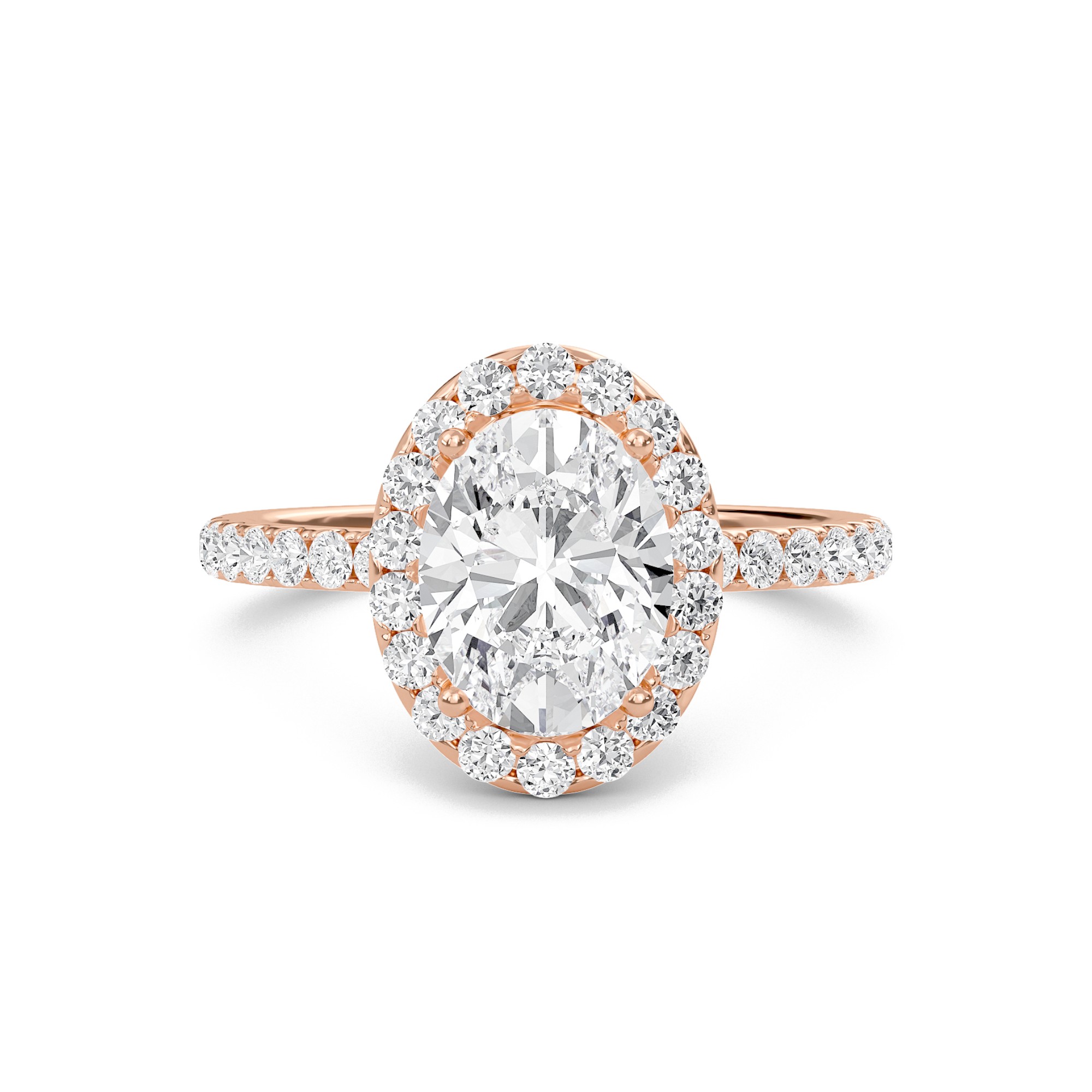 Oval Halo Embellished Prongs Ring