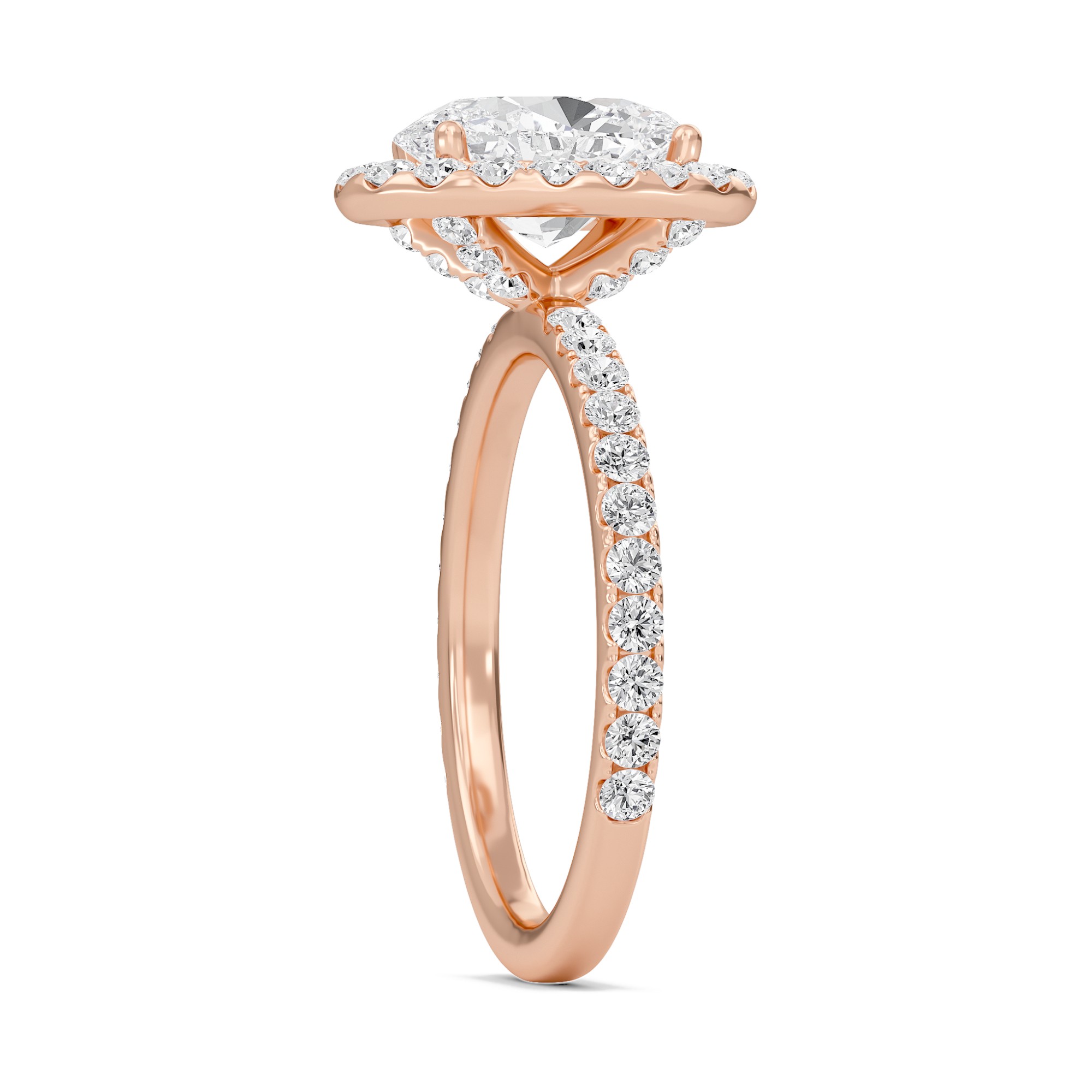 Oval Halo Embellished Prongs Ring