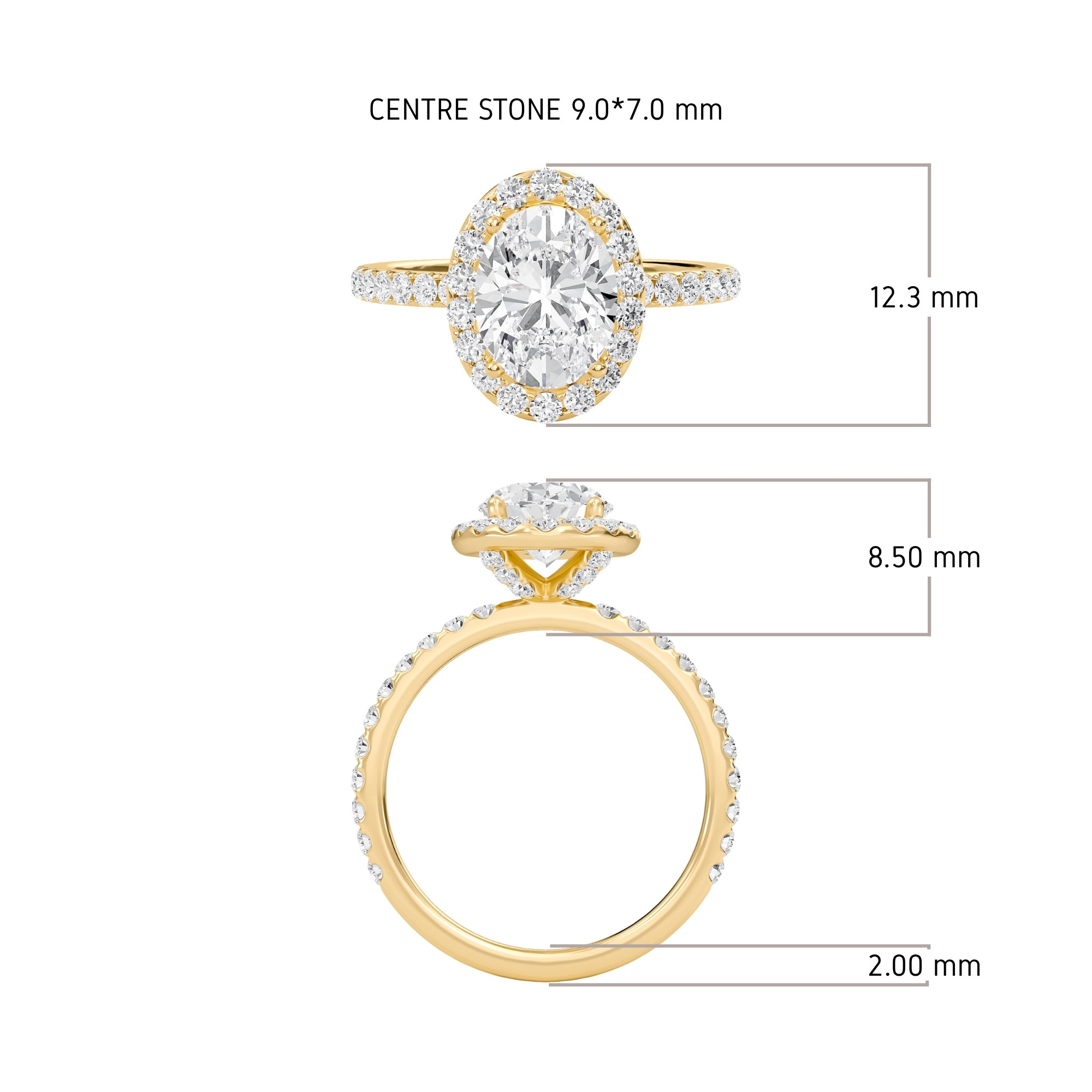 Oval Halo Embellished Prongs Ring