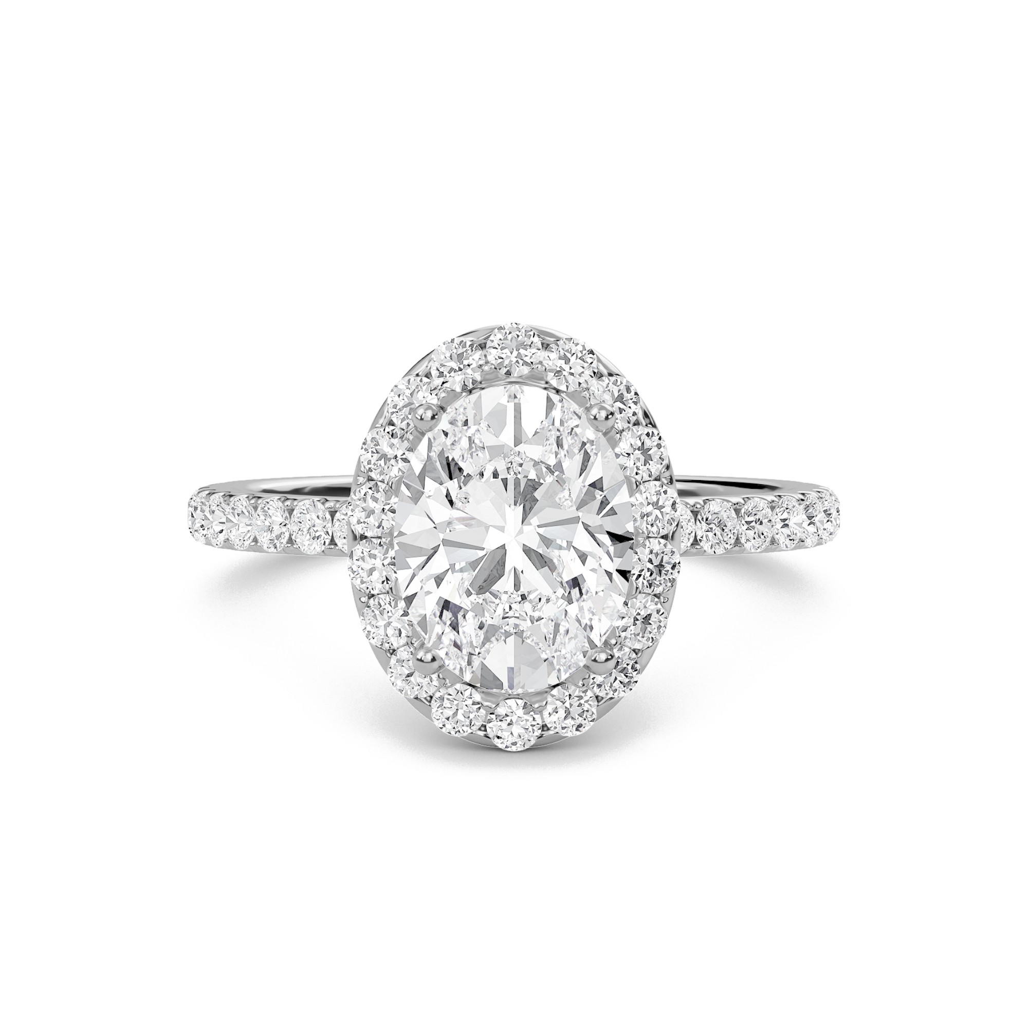 Oval Halo Embellished Prongs Ring
