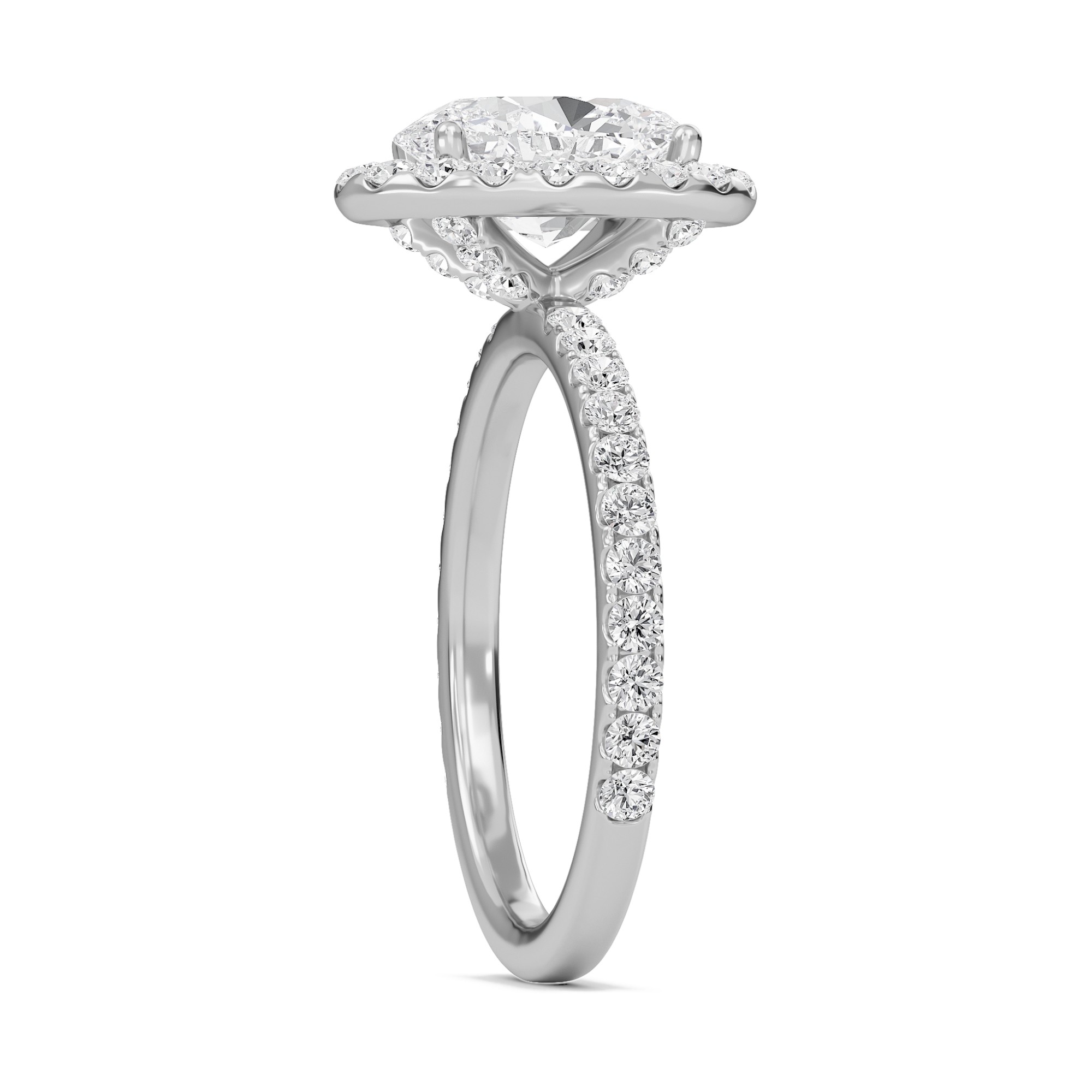 Oval Halo Embellished Prongs Ring