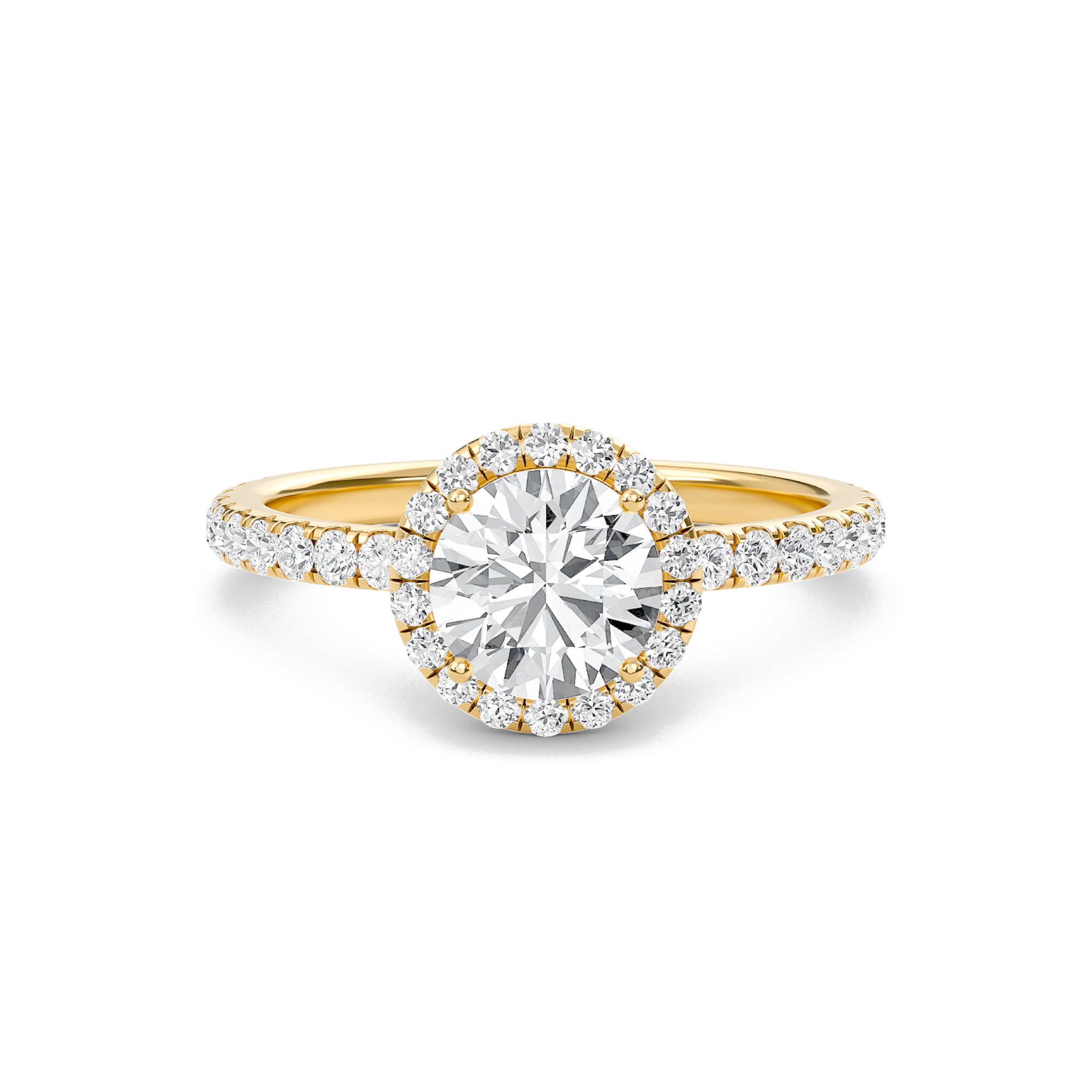 Round Halo Embellished Prongs Ring