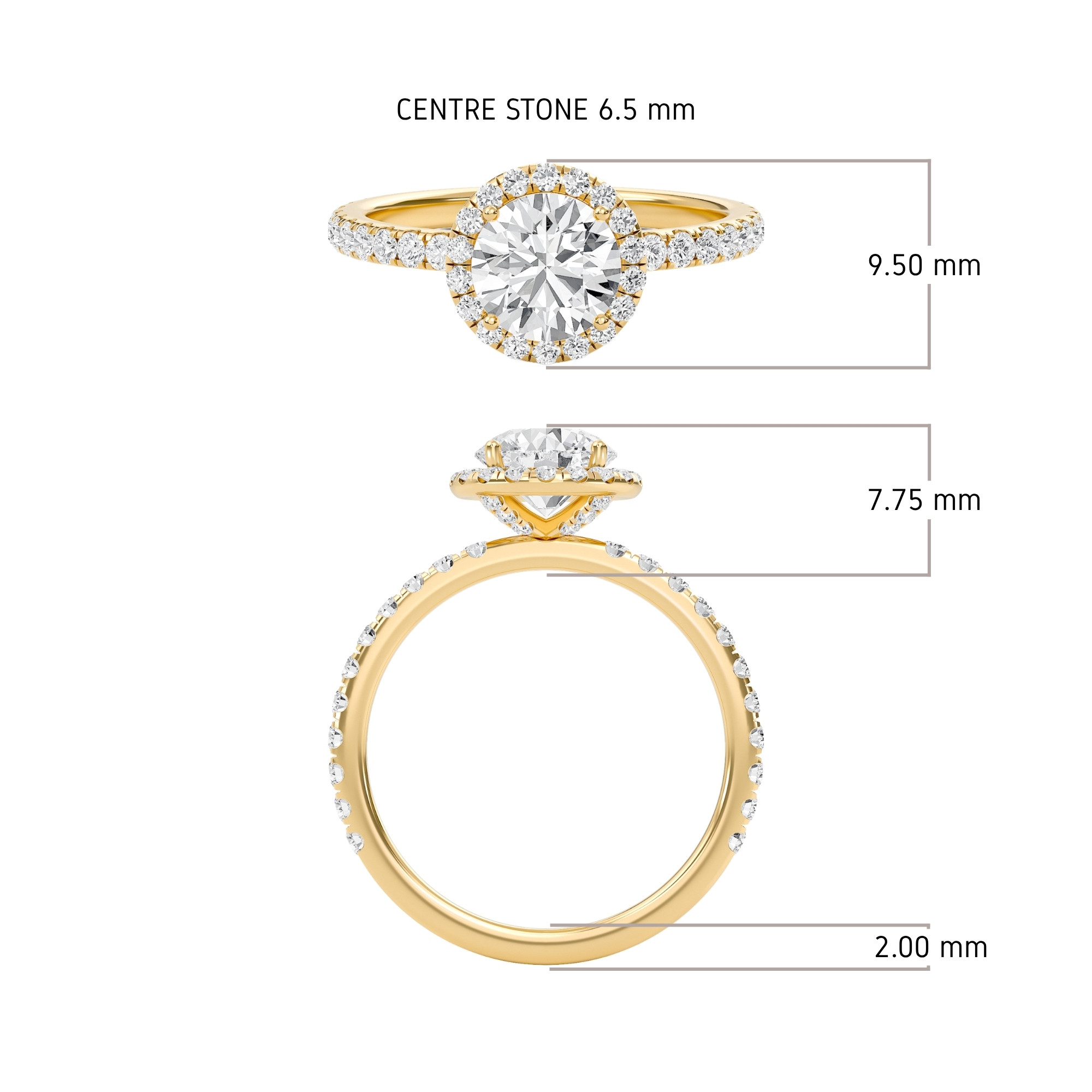 Round Halo Embellished Prongs Ring