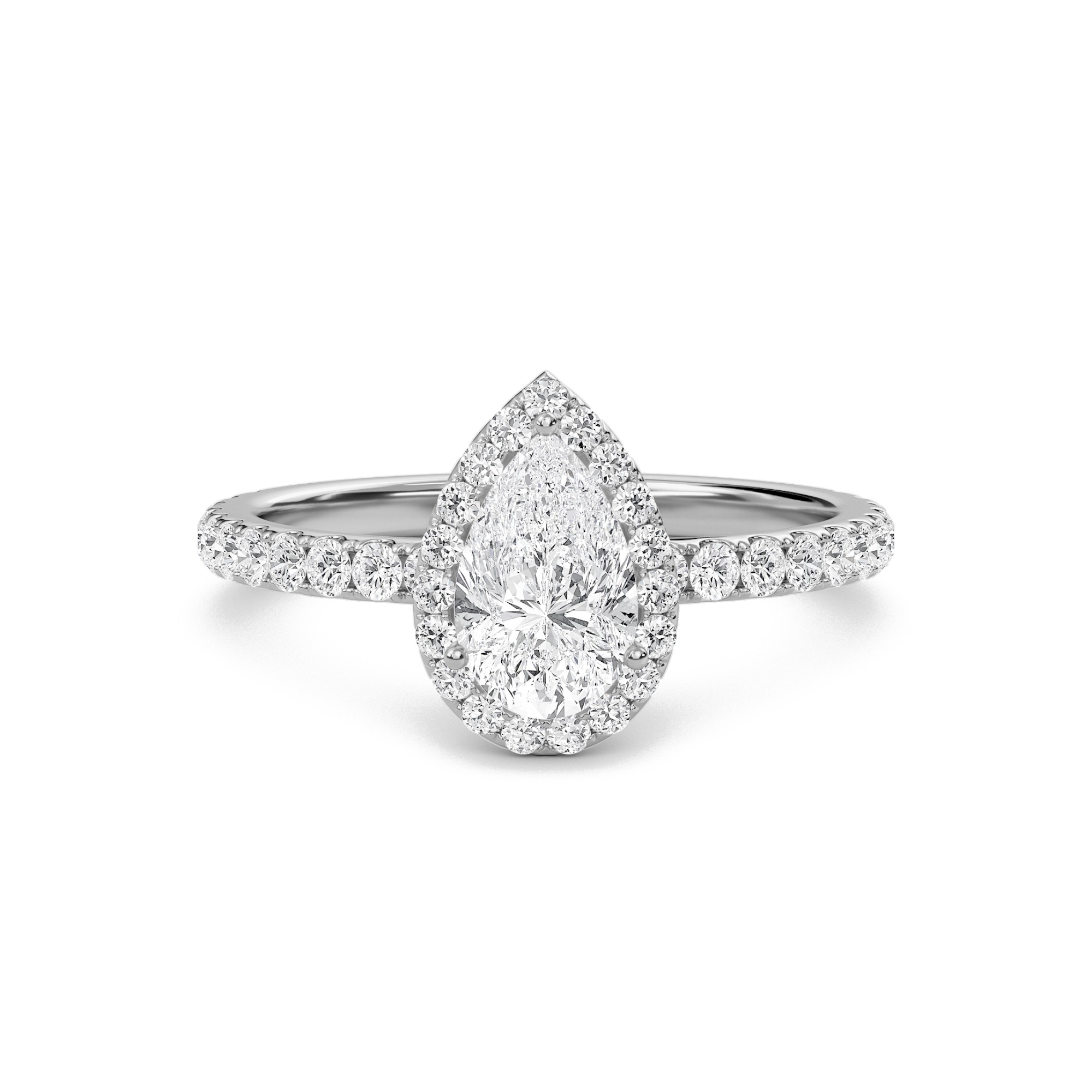 Pear Halo Embellished Prongs Ring
