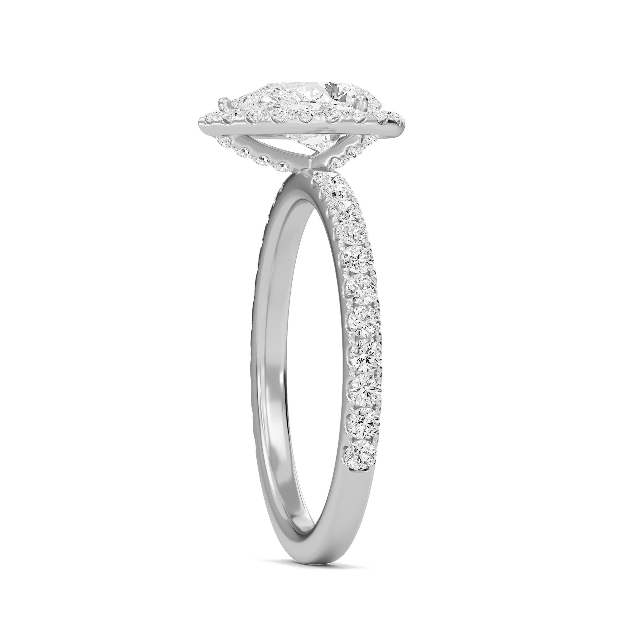 Pear Halo Embellished Prongs Ring