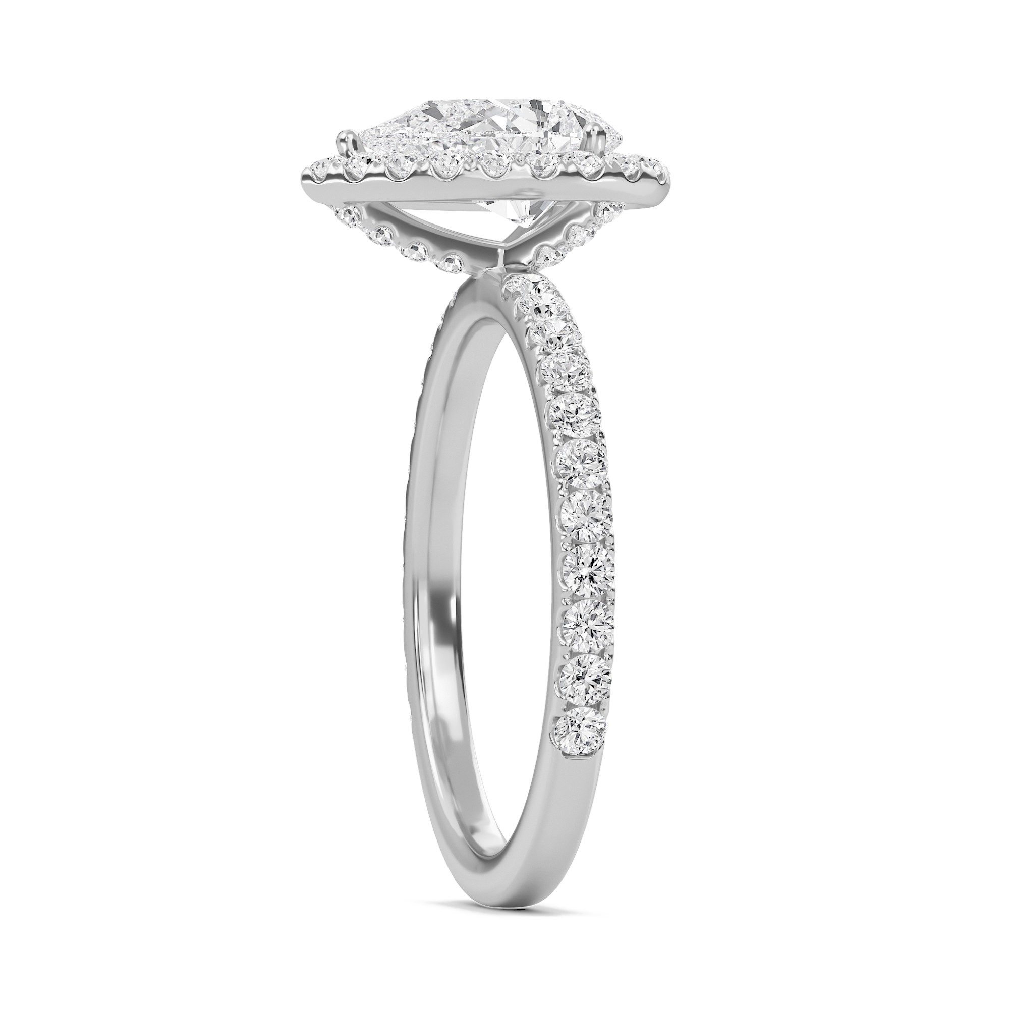 Pear Halo Embellished Prongs Ring