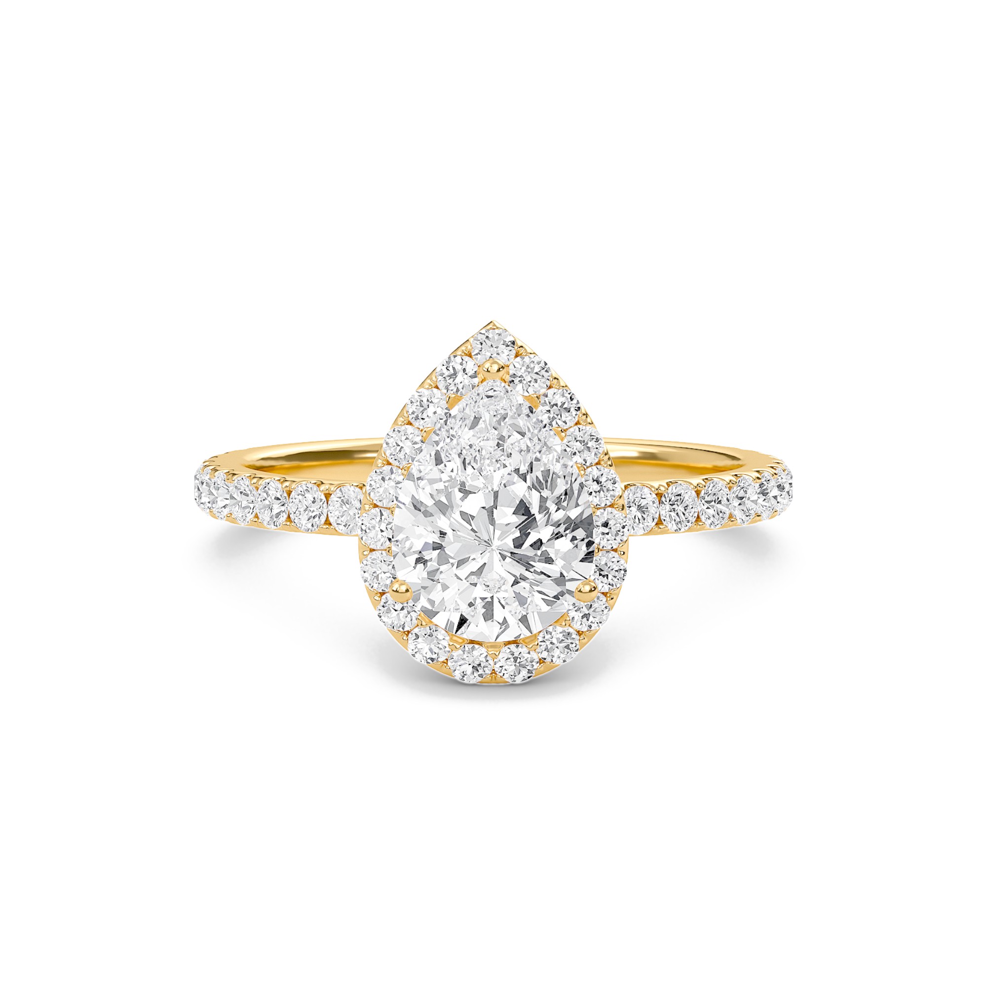 Pear Halo Embellished Prongs Ring