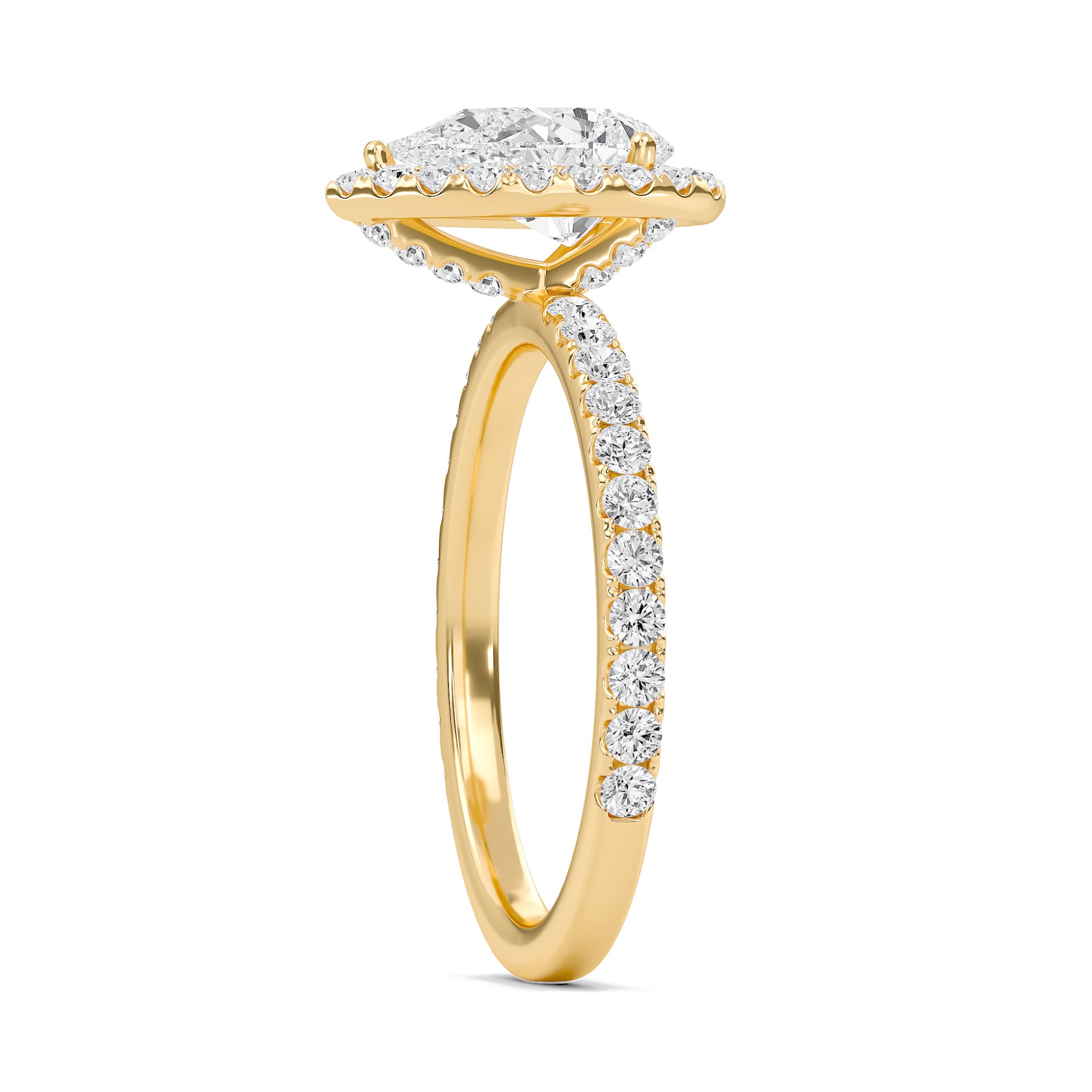 Pear Halo Embellished Prongs Ring