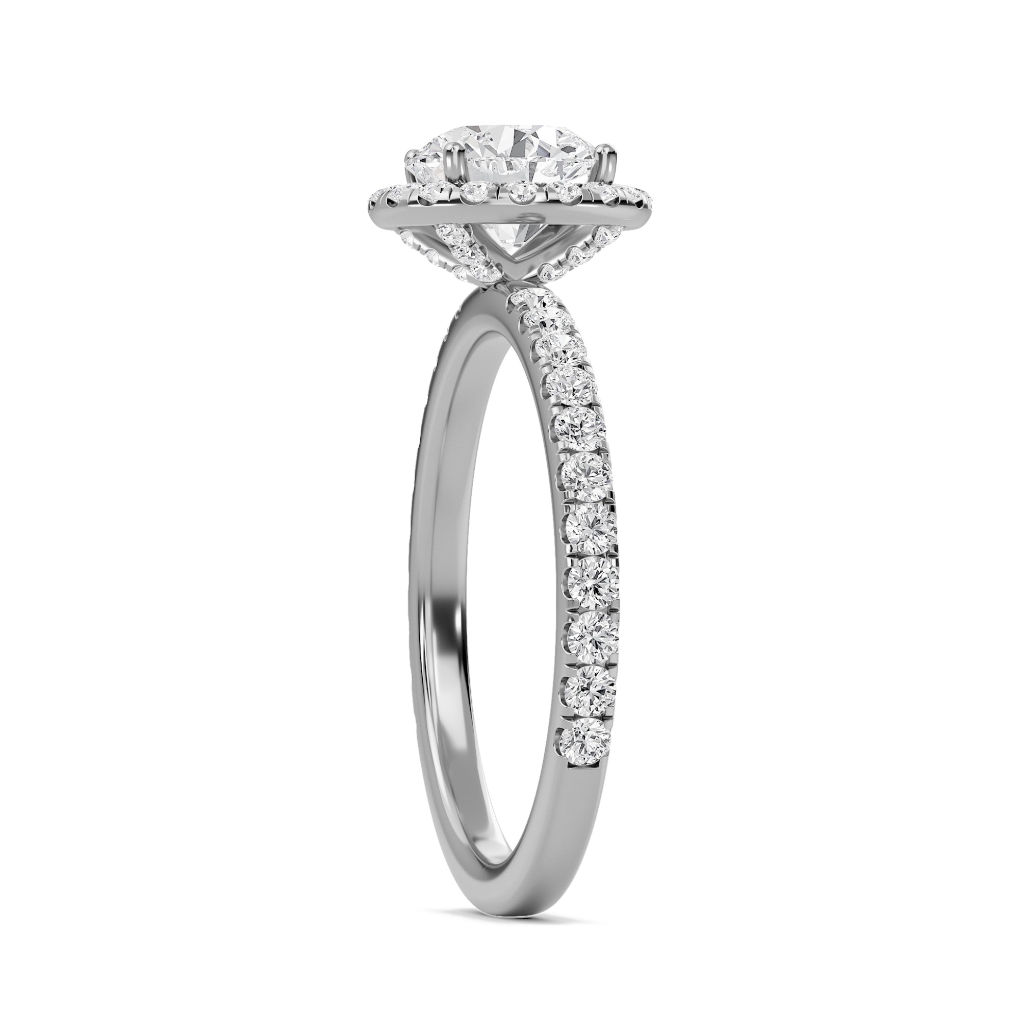 Round Halo Embellished Prongs Ring