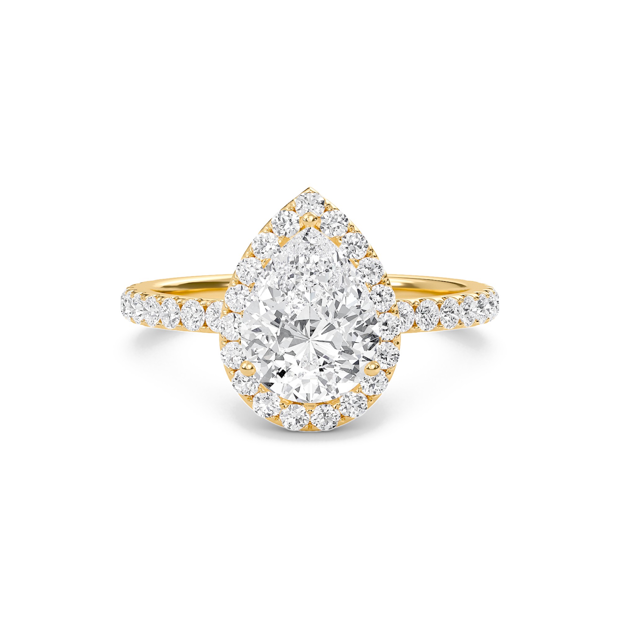 Pear Halo Embellished Prongs Ring