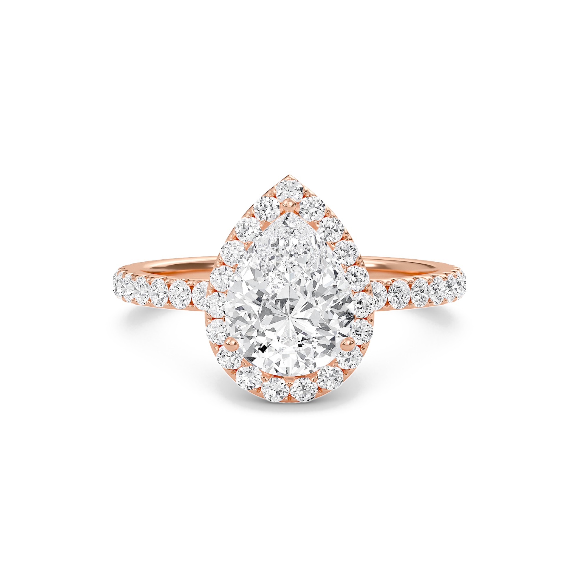 Pear Halo Embellished Prongs Ring