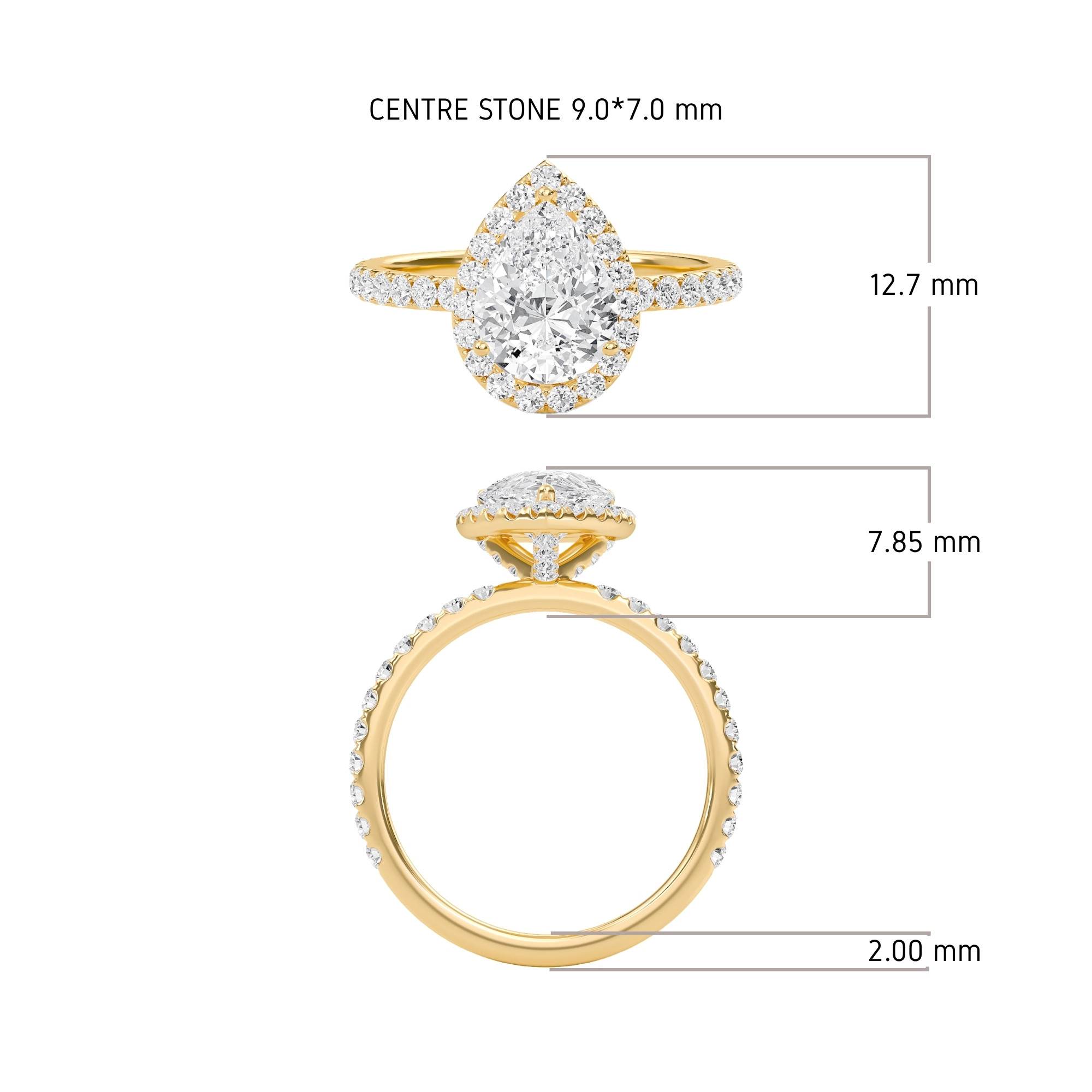 Pear Halo Embellished Prongs Ring