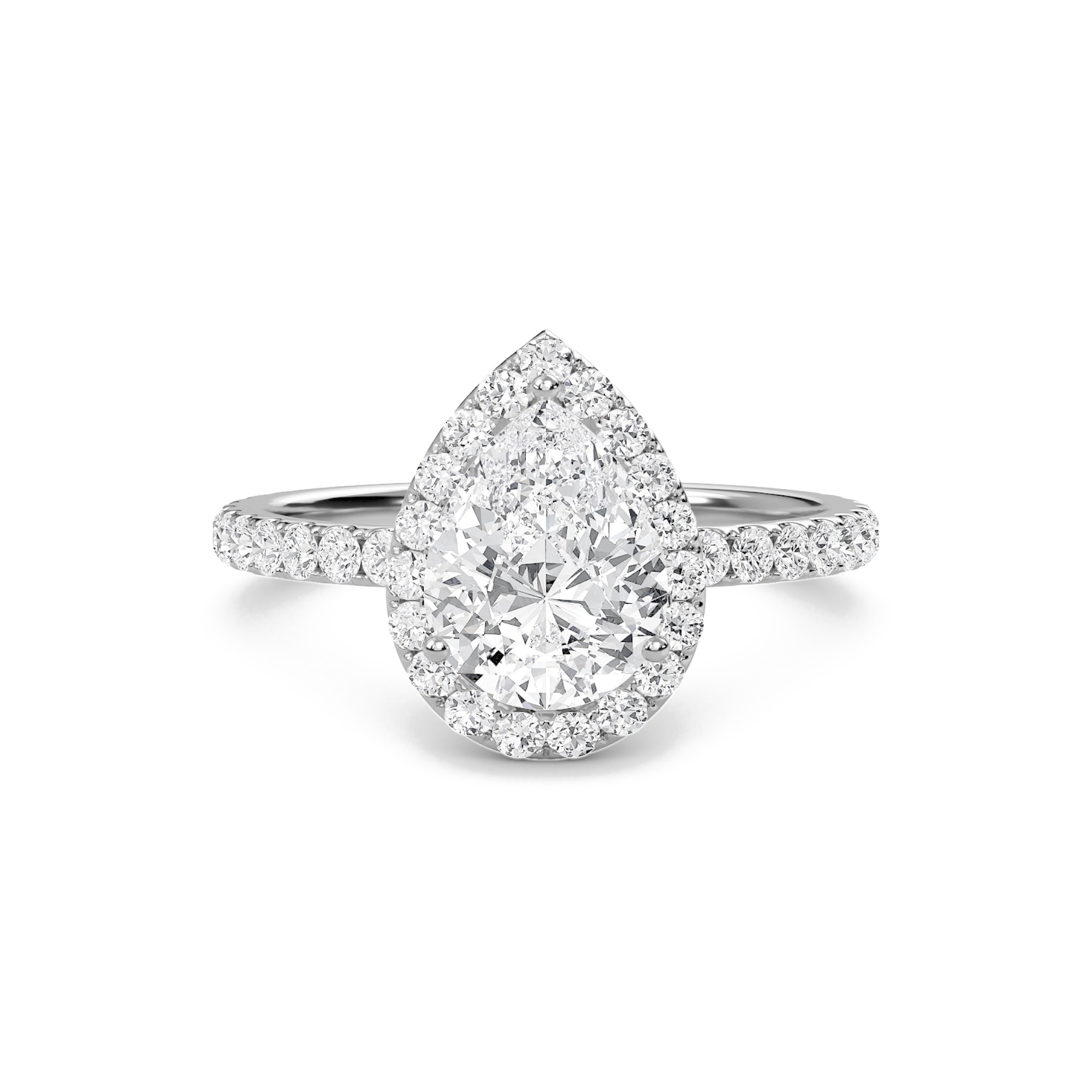 Pear Halo Embellished Prongs Ring