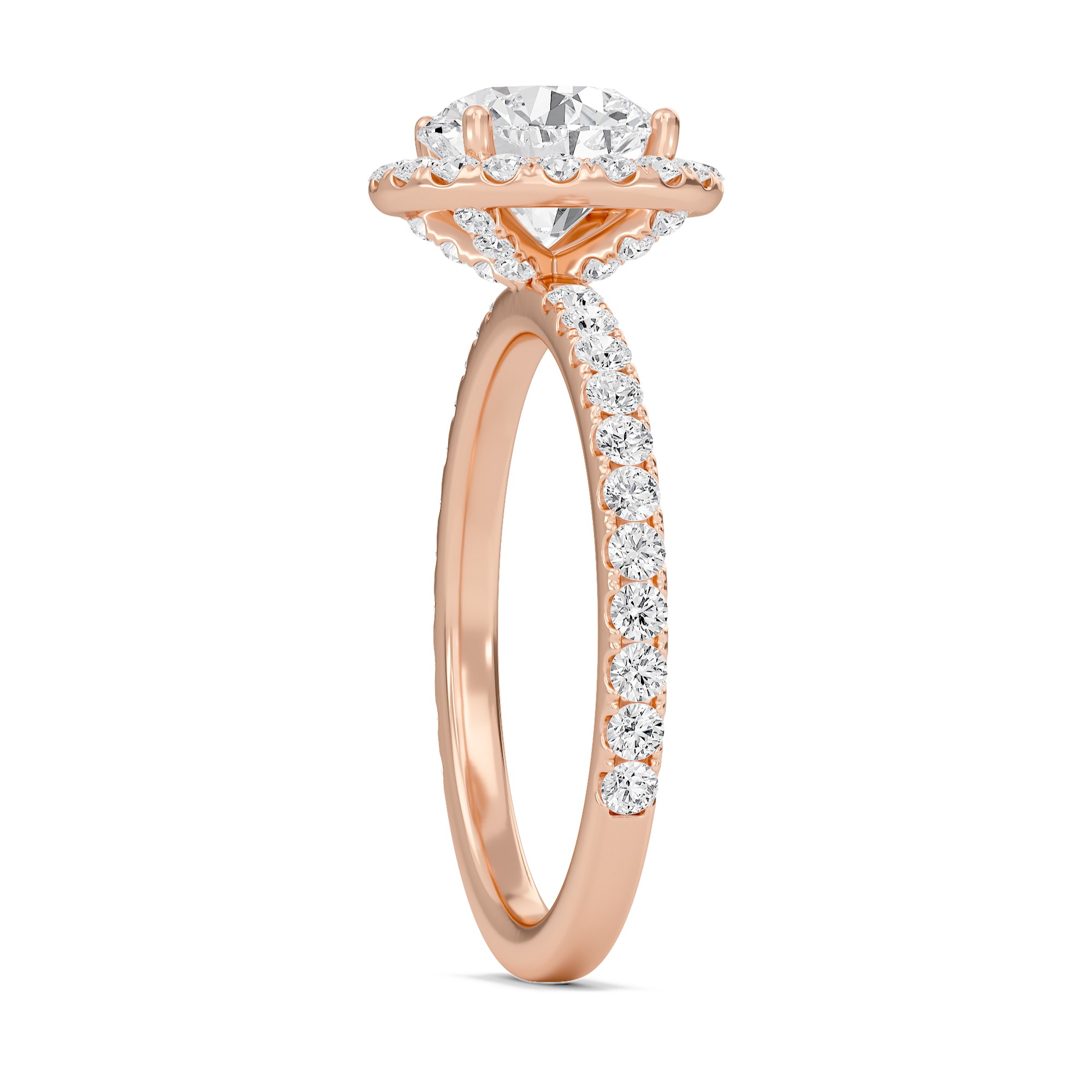 Round Halo Embellished Prongs Ring