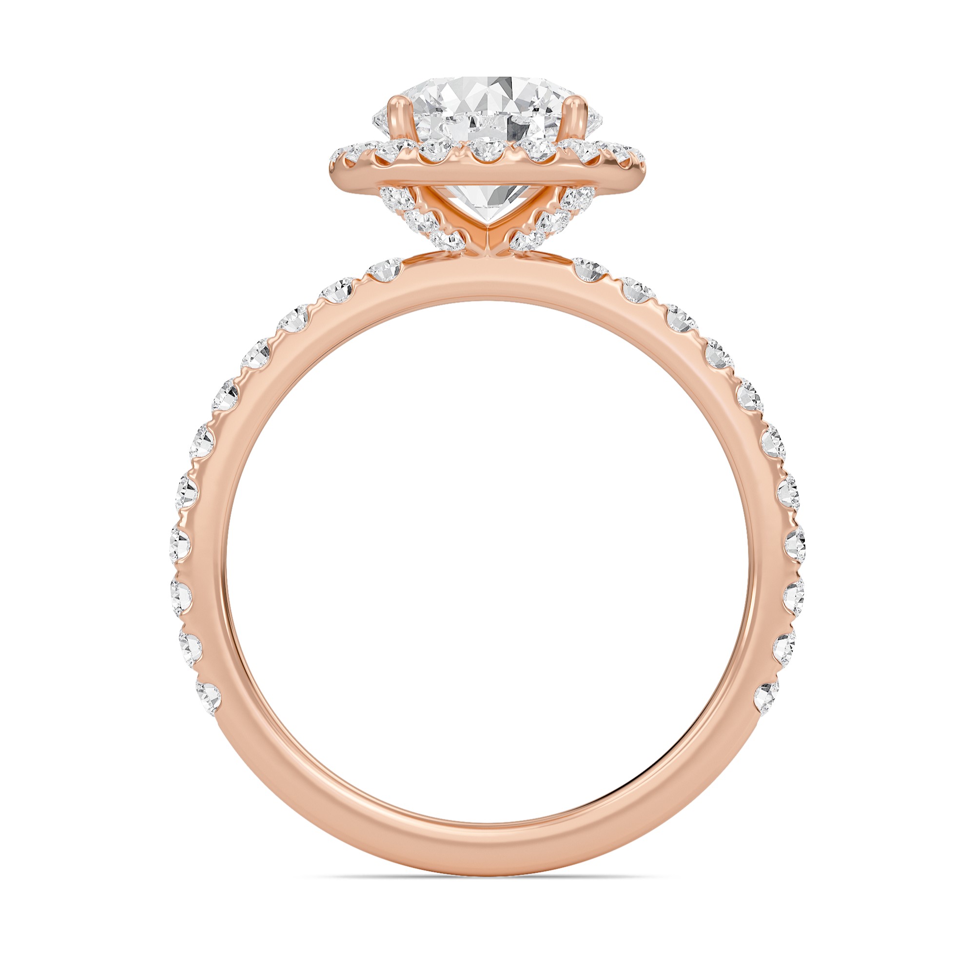 Round Halo Embellished Prongs Ring